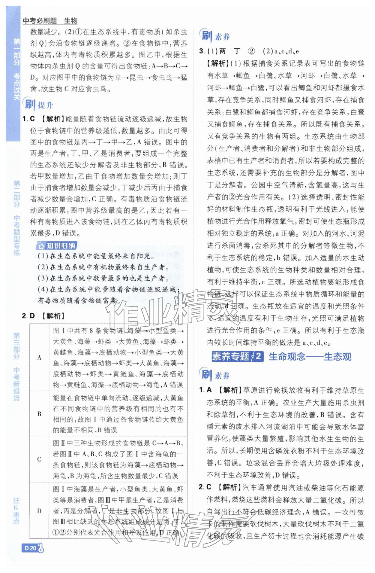 2026年中考必刷题开明出版社生物&nbsp;第20页