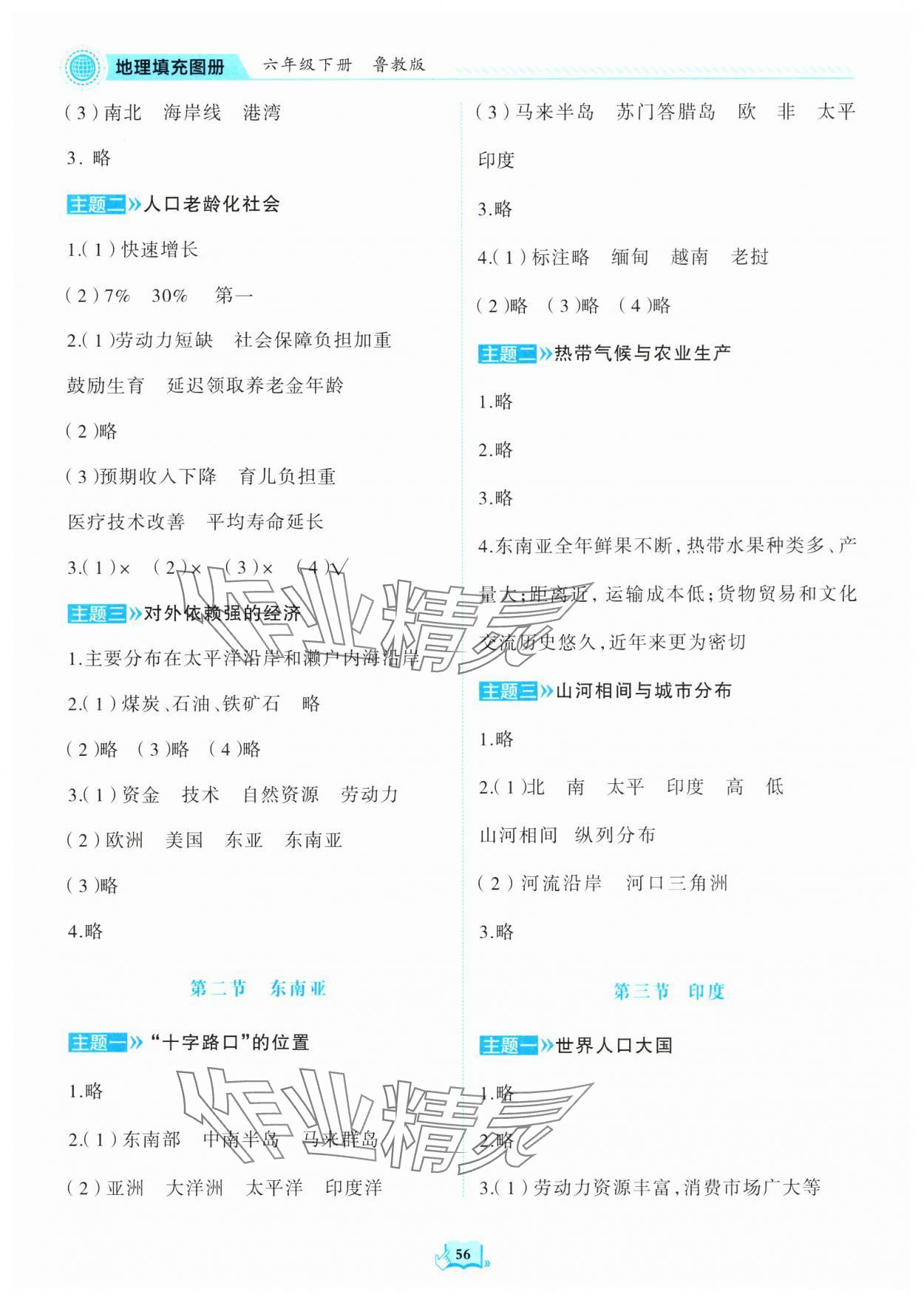 2025年填充图册山东科学技术出版社六年级地理下册鲁教版五四制 第2页