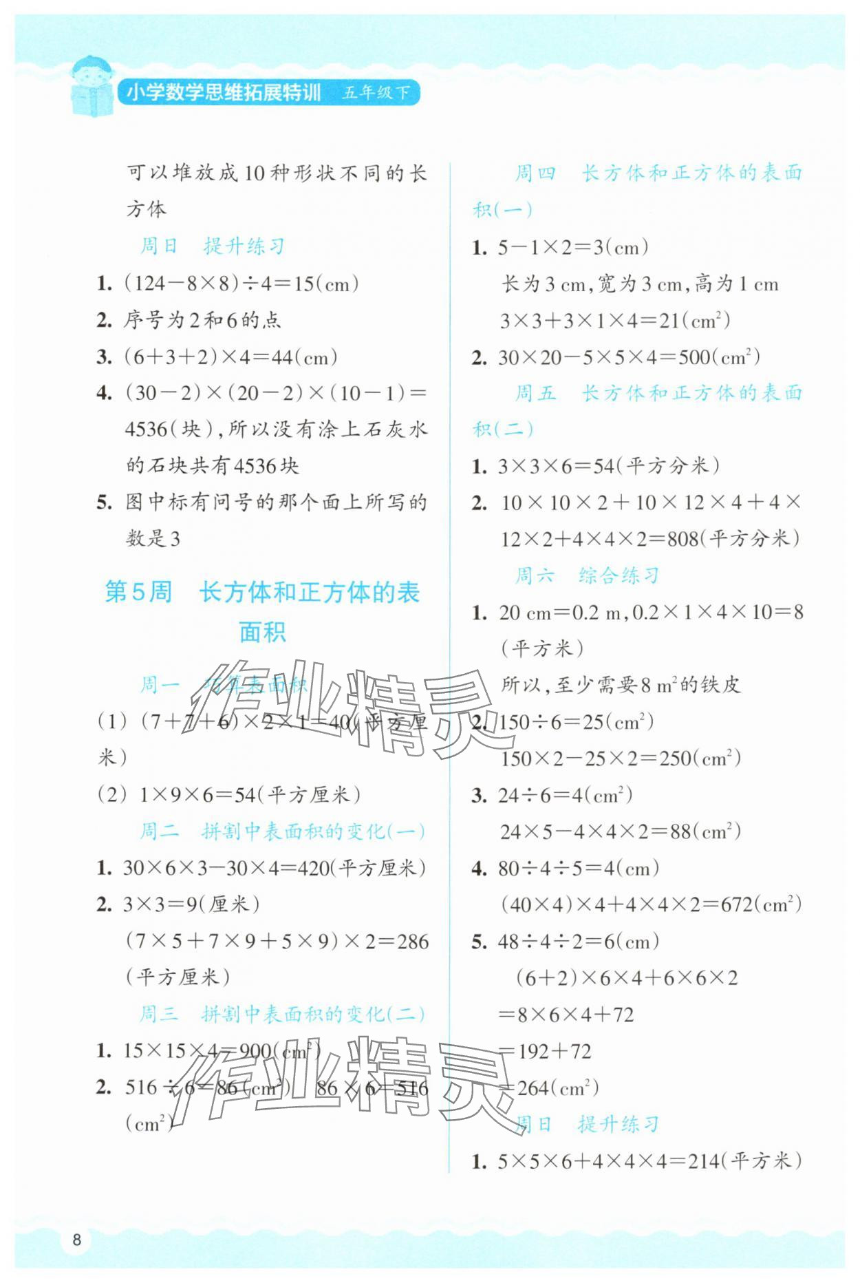 2025年思維拓展特訓(xùn)五年級數(shù)學(xué)下冊人教版 第8頁