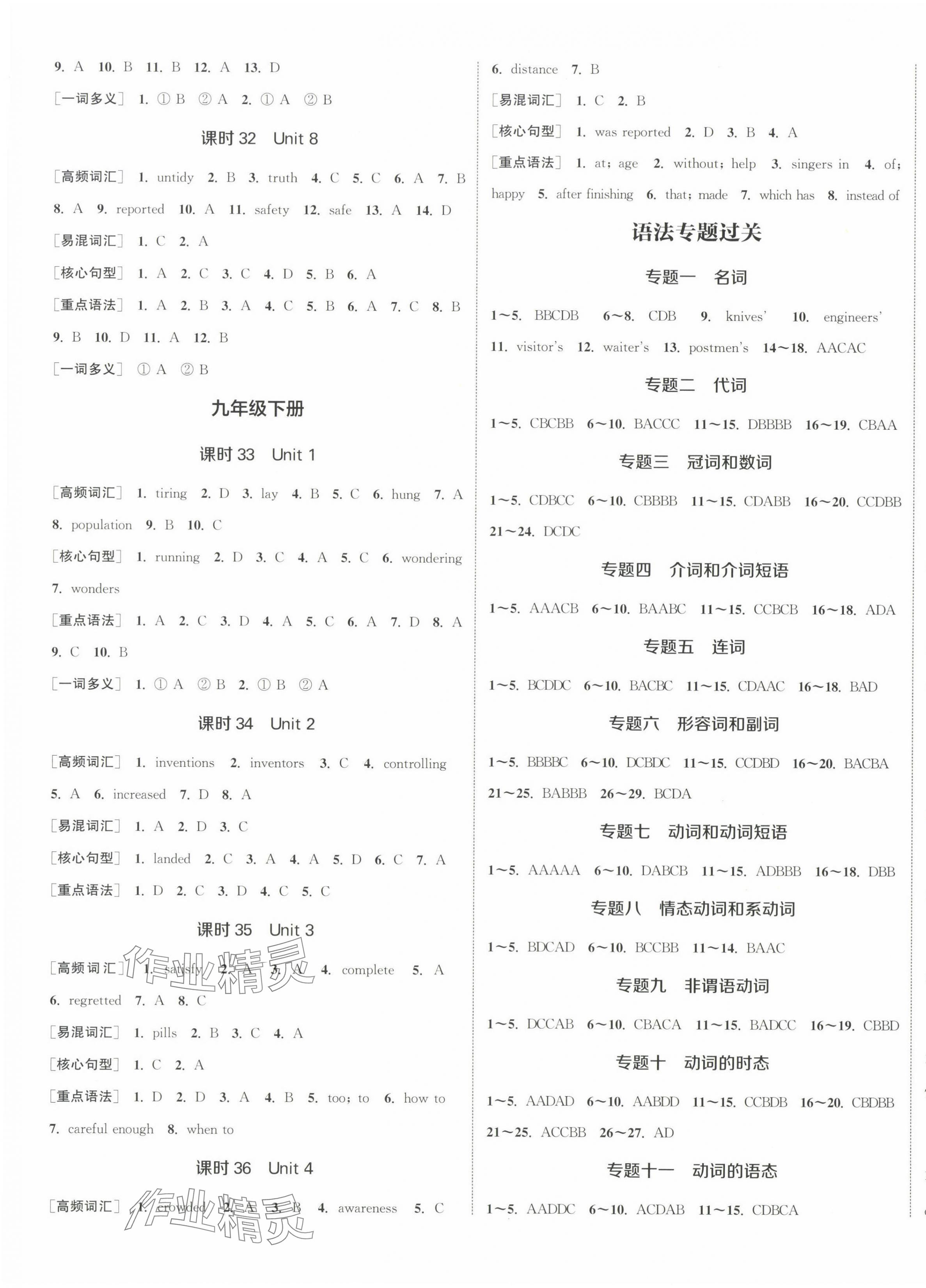 2024年通城1典中考復(fù)習(xí)方略英語譯林版鹽城專用 參考答案第5頁