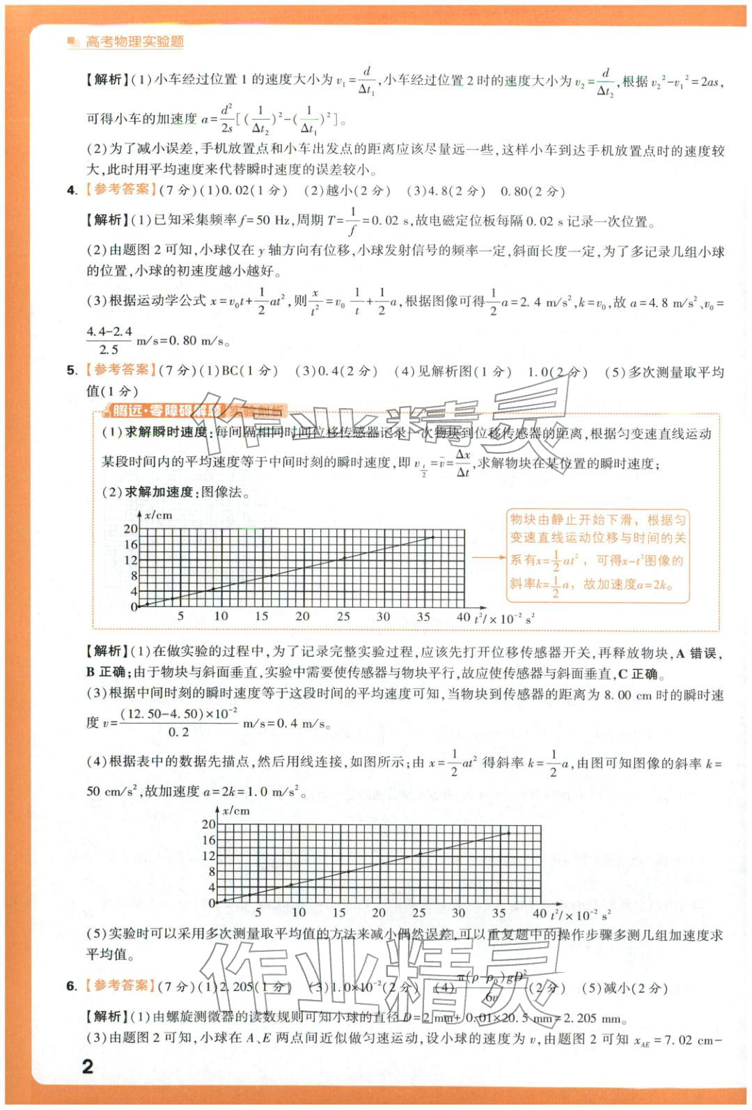 2025年腾远高考实验题物理 参考答案第2页