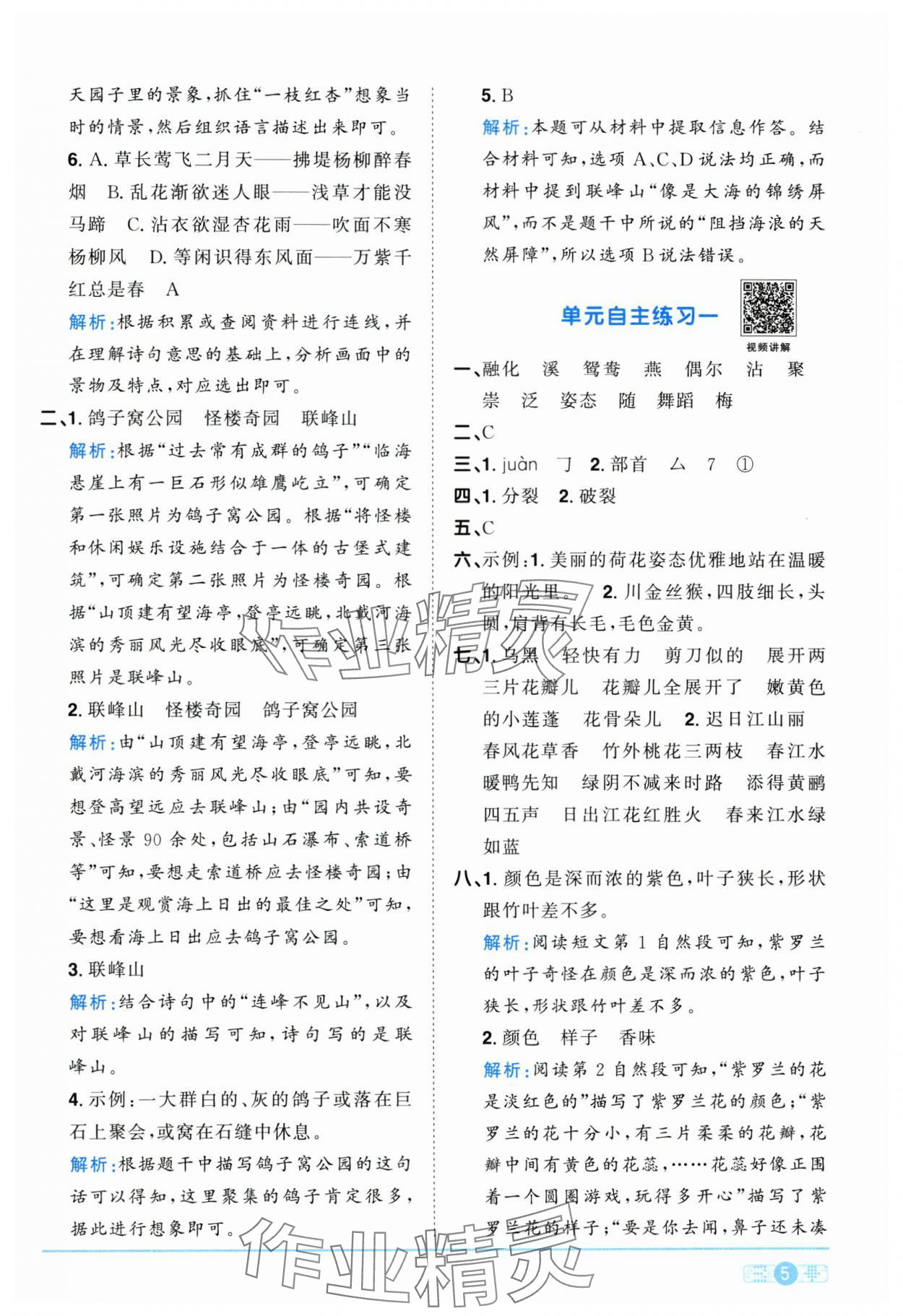2025年陽(yáng)光同學(xué)課時(shí)優(yōu)化作業(yè)三年級(jí)語(yǔ)文下冊(cè)人教版江西專版&nbsp;參考答案第5頁(yè)