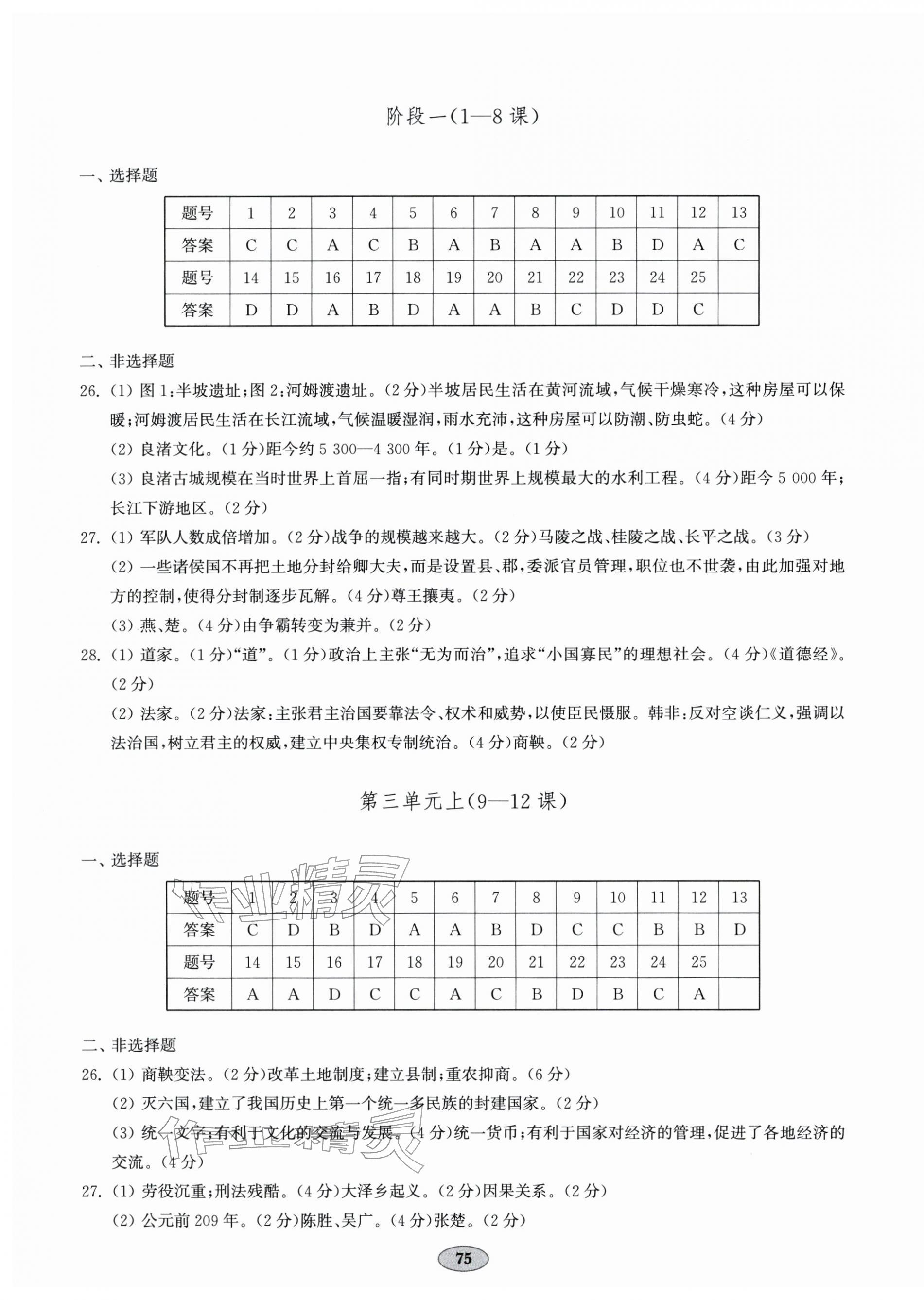 2025年單元質量達標七年級歷史上冊人教版 第3頁