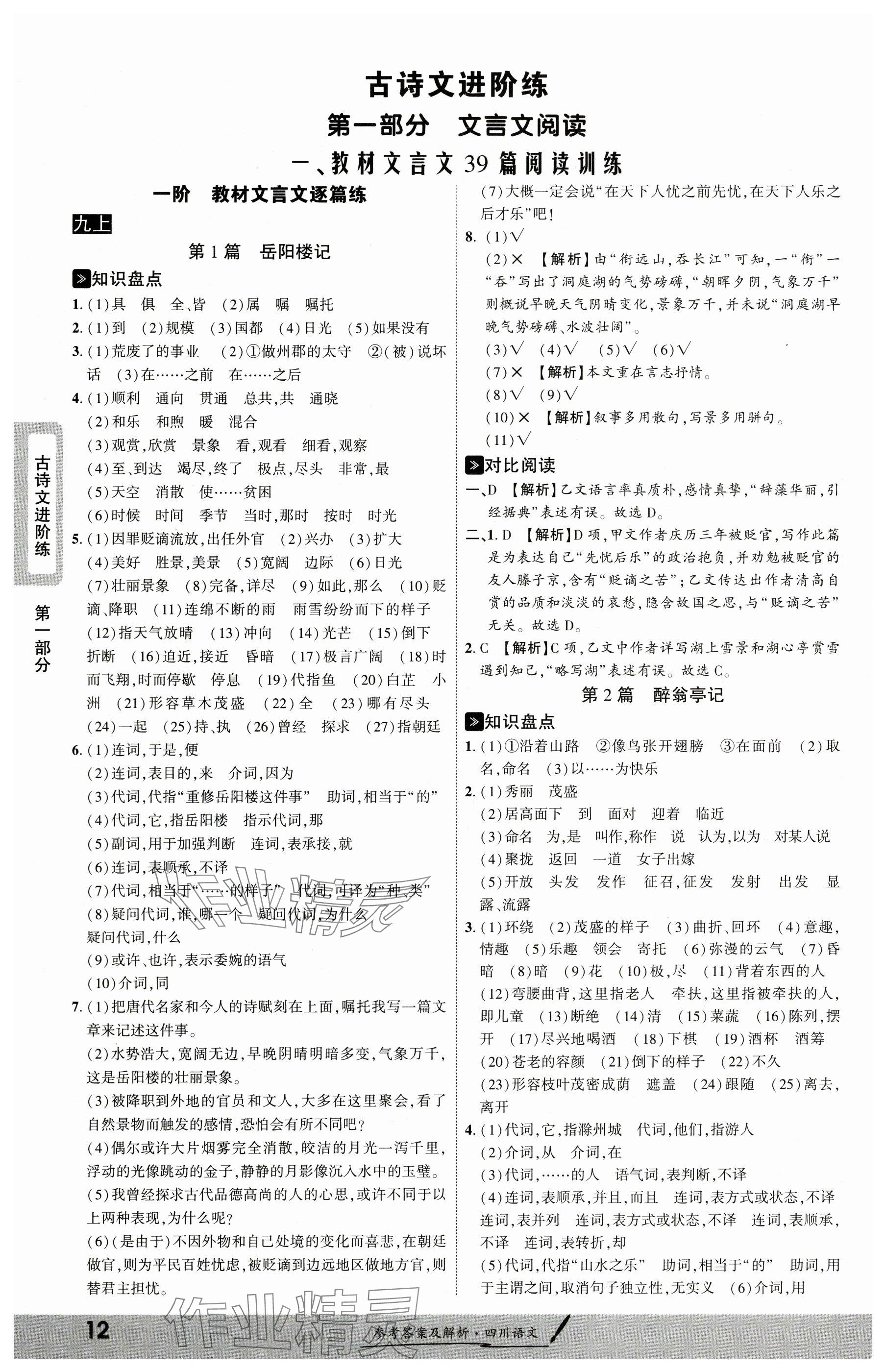 2025年一戰(zhàn)成名新中考語(yǔ)文四川專(zhuān)版&nbsp;參考答案第11頁(yè)