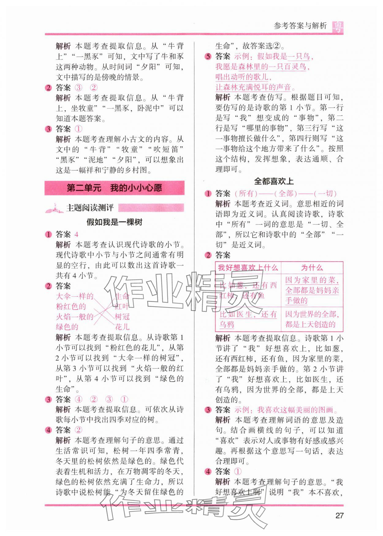 2024年木頭馬閱讀力測評一年級語文下冊人教版B版廣東專版&nbsp;參考答案第3頁