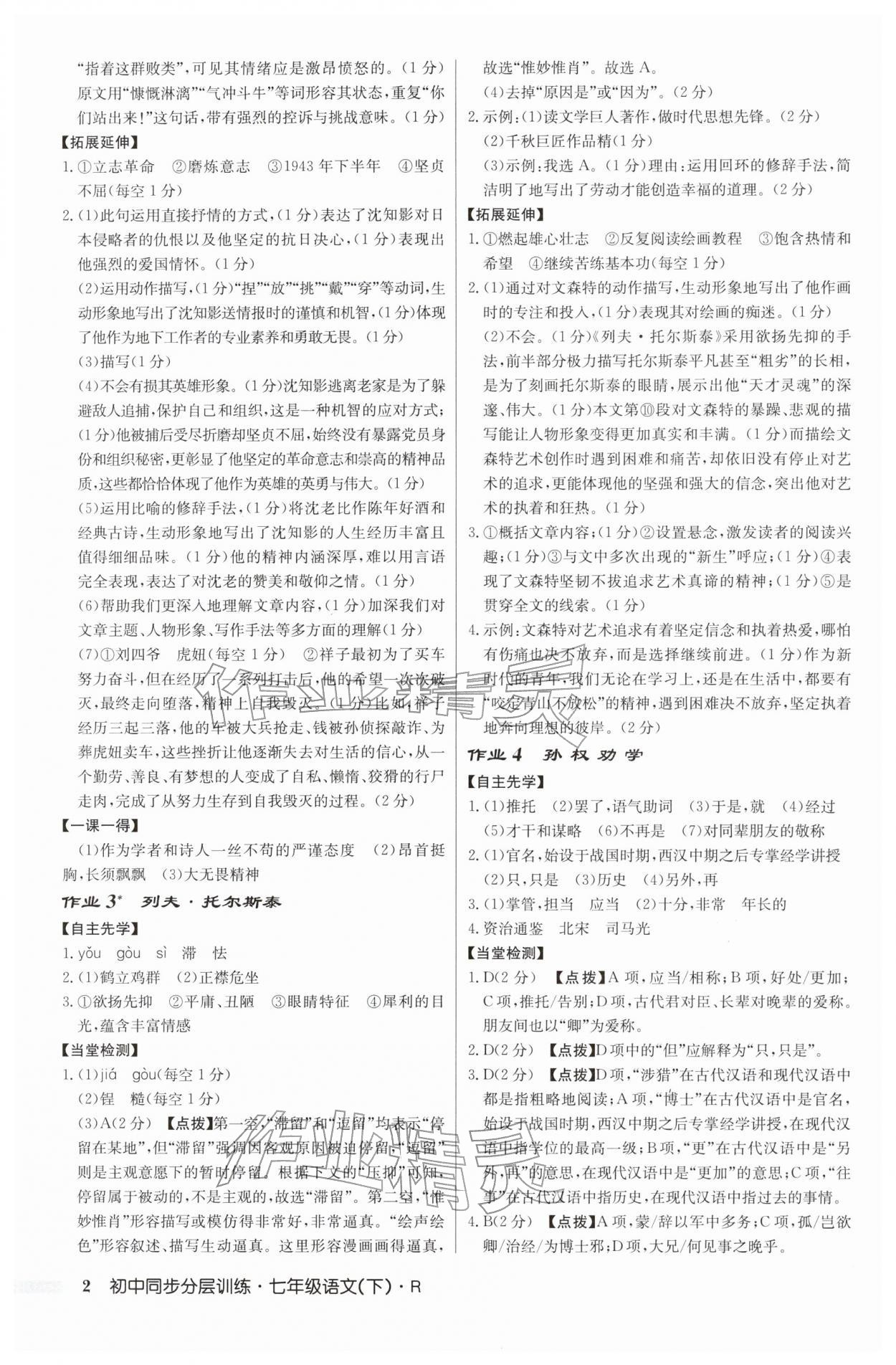 2026年同步分层训练七年级语文下册人教版&nbsp;第2页