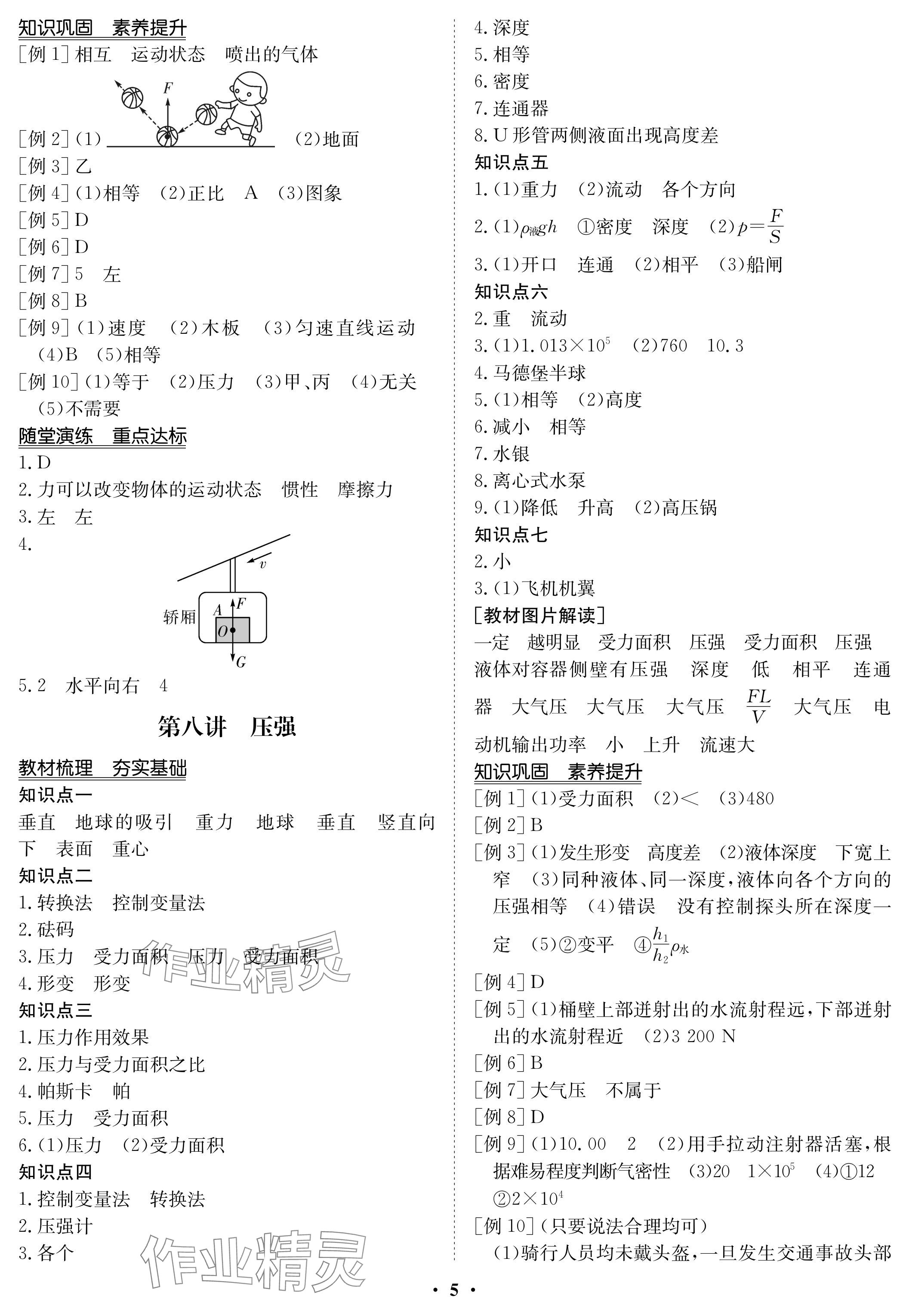 2024年中考復(fù)習(xí)指南長江少年兒童出版社物理 參考答案第5頁