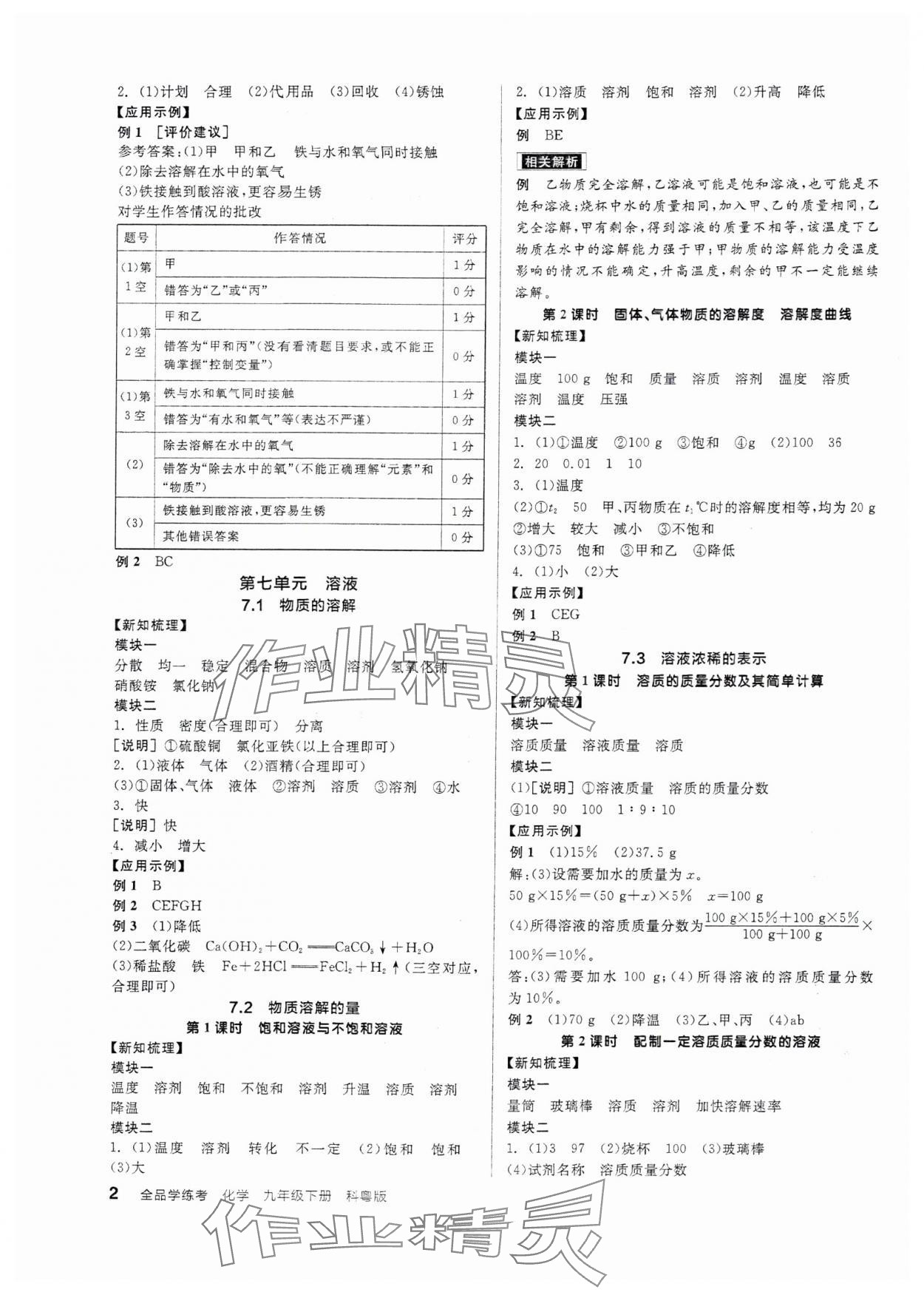 2025年全品学练考九年级化学下册科粤版 第2页