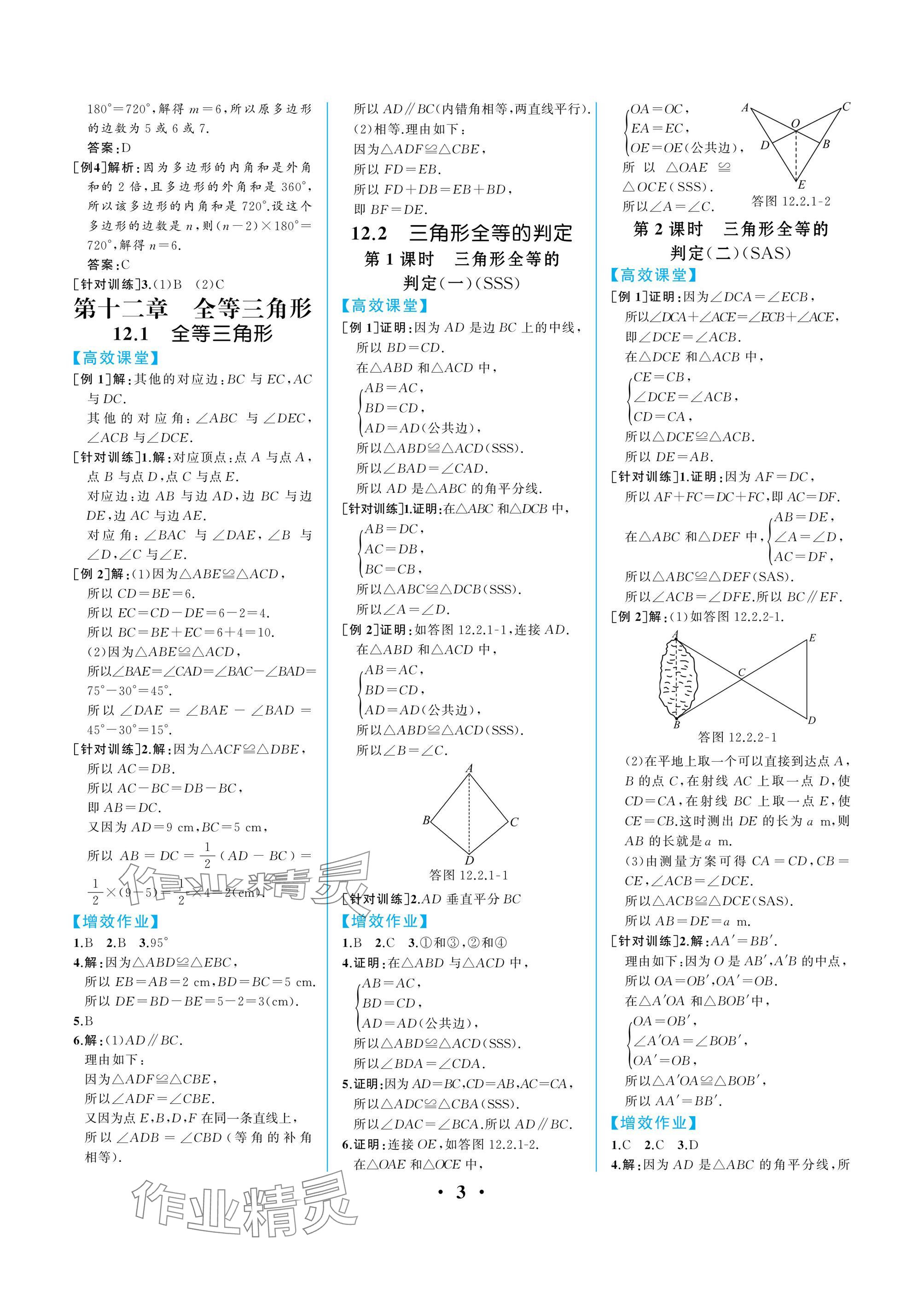 2024年人教金学典同步解析与测评八年级数学上册人教版重庆专版 参考答案第3页