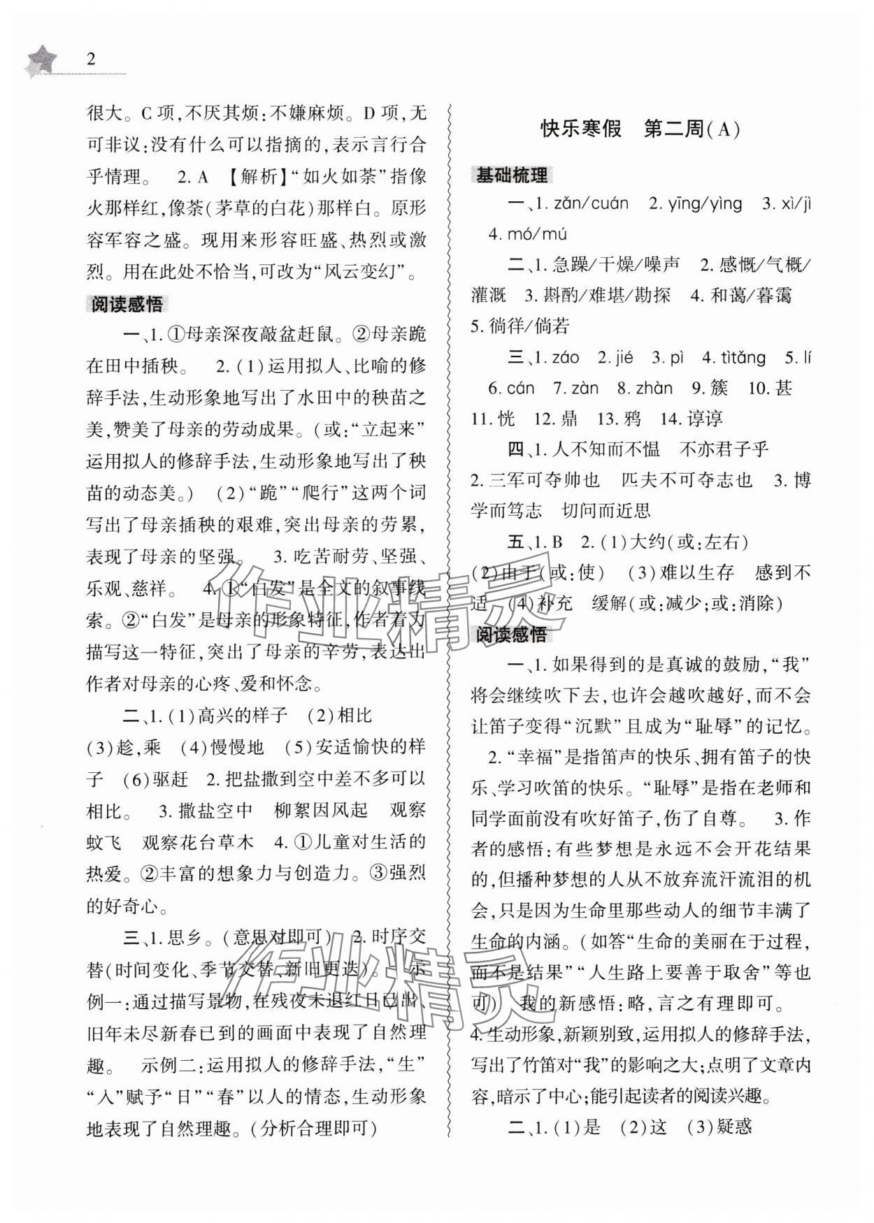 2025年寒假作業(yè)本大象出版社七年級(jí)語(yǔ)文道德與法治歷史合訂本 第2頁(yè)