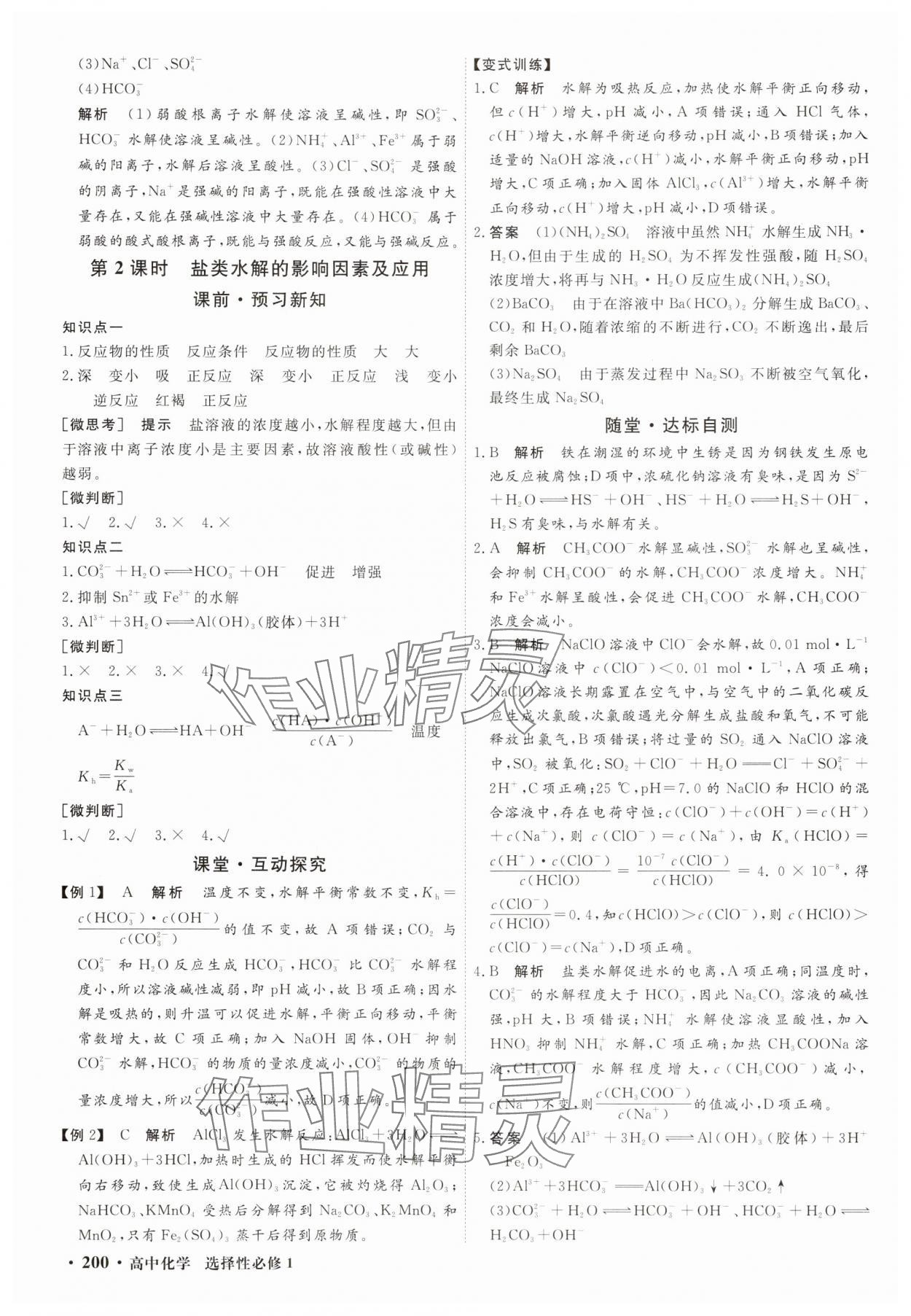 2025年贏在微點(diǎn)輕松課堂微講小本高中化學(xué)選擇性必修1 參考答案第18頁