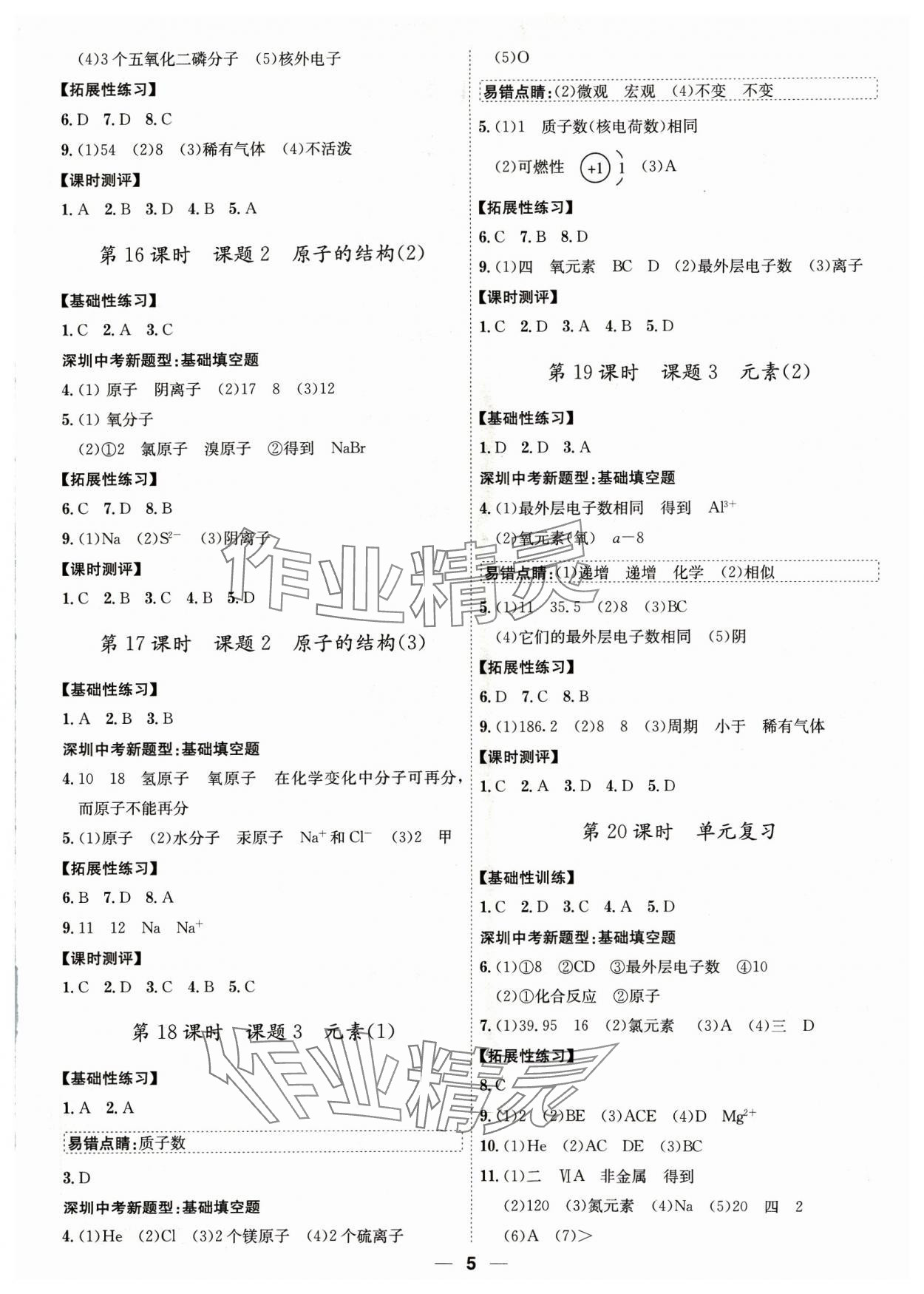 2023年考點專練九年級化學全一冊人教版深圳專版 第5頁