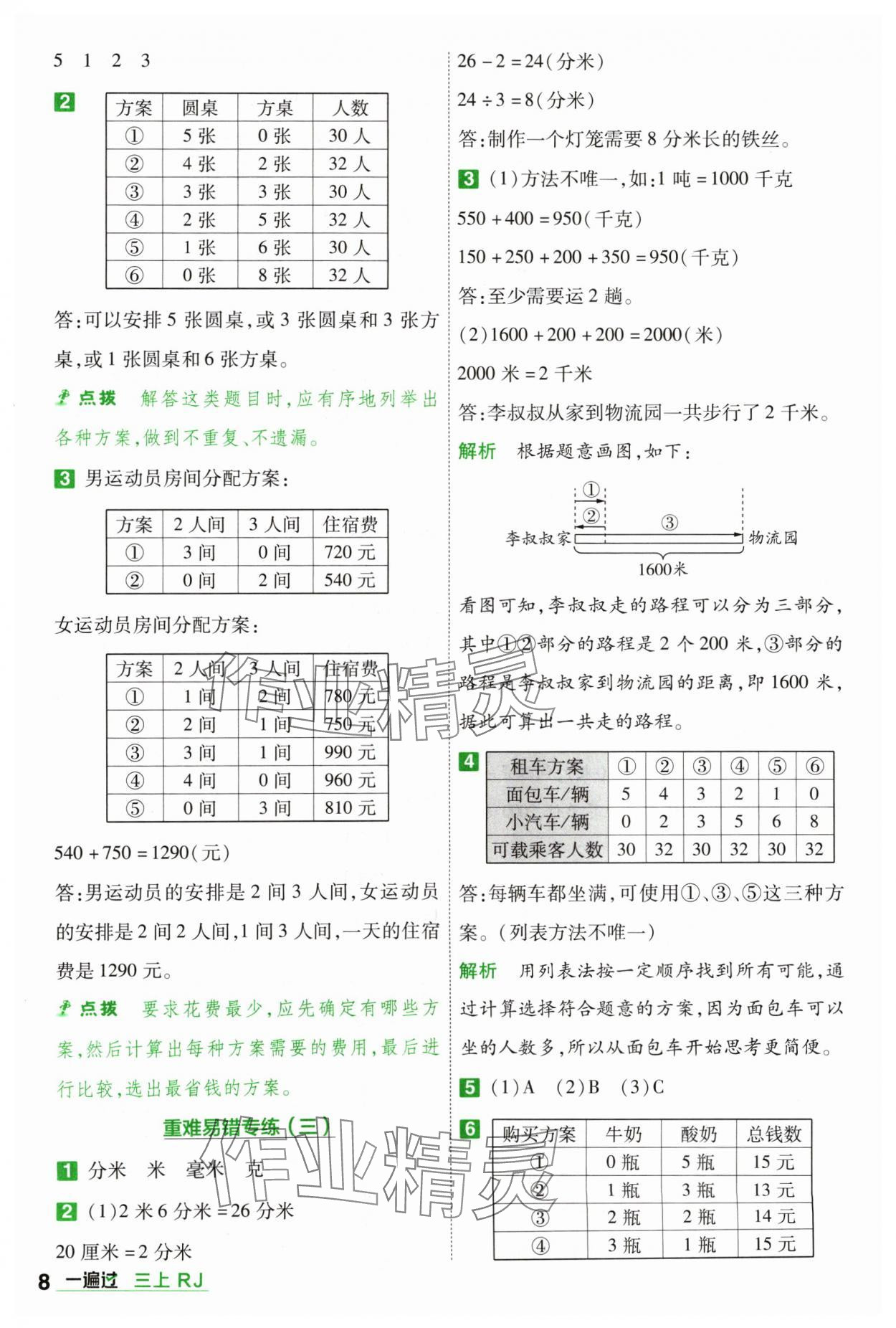 2024年一遍過(guò)三年級(jí)小學(xué)數(shù)學(xué)上冊(cè)人教版 參考答案第8頁(yè)