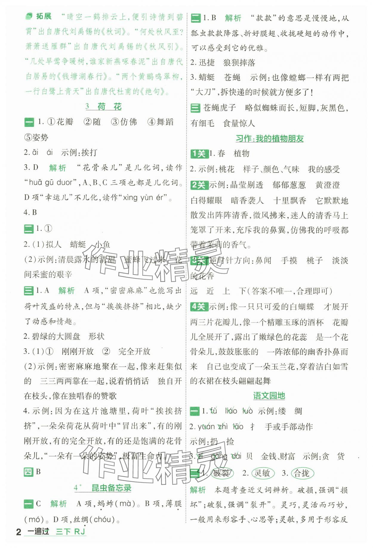 2024年一遍过三年级语文下册人教版 第2页