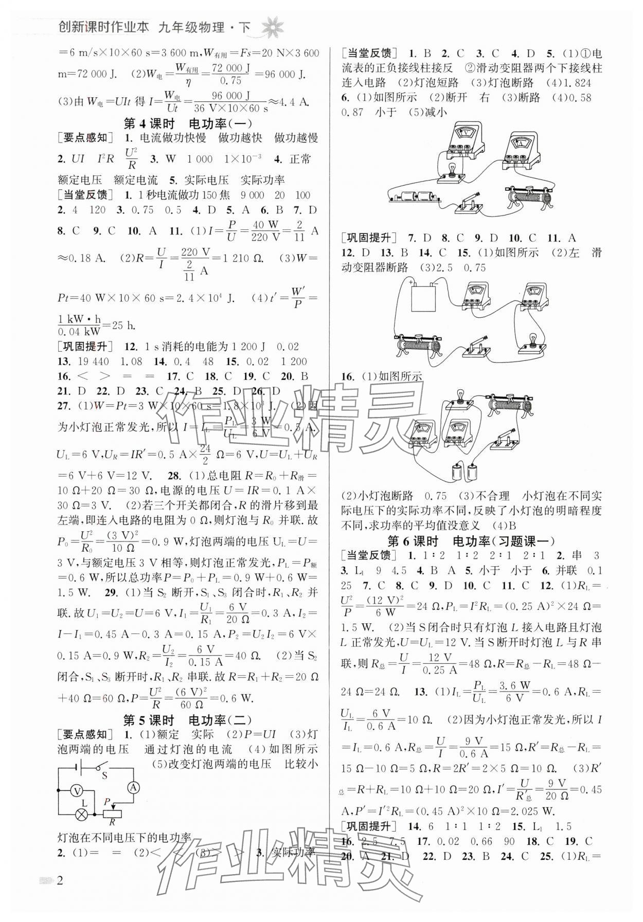 2025年创新课时作业本九年级物理下册苏科版 第2页