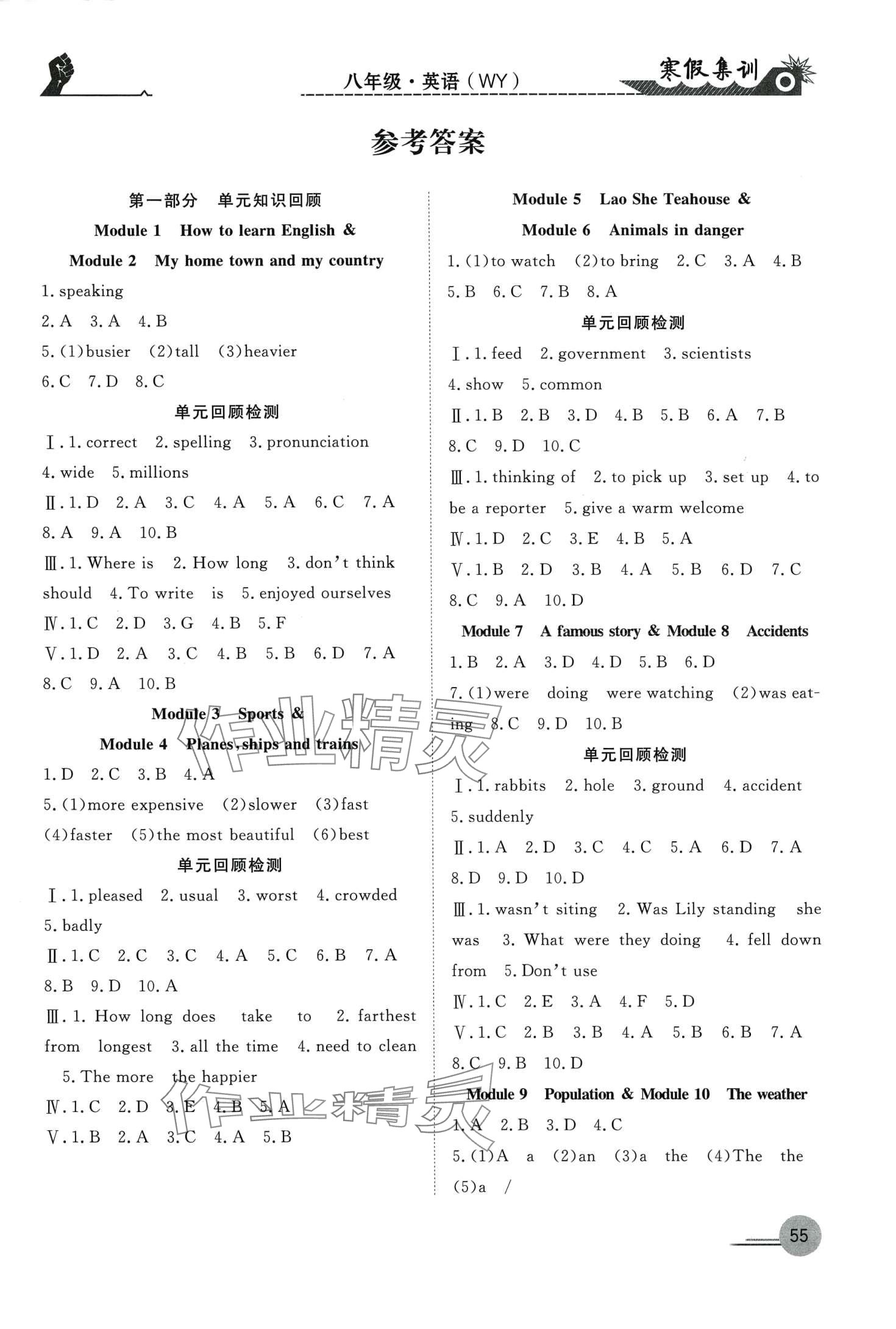 2024年寒假集训合肥工业大学出版社八年级英语外研版 第1页