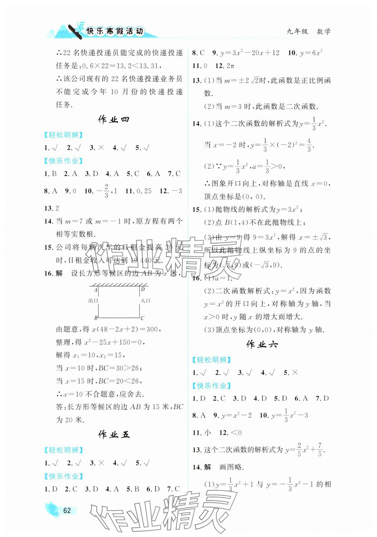 2025年快樂寒假活動九年級數學人教版 第2頁