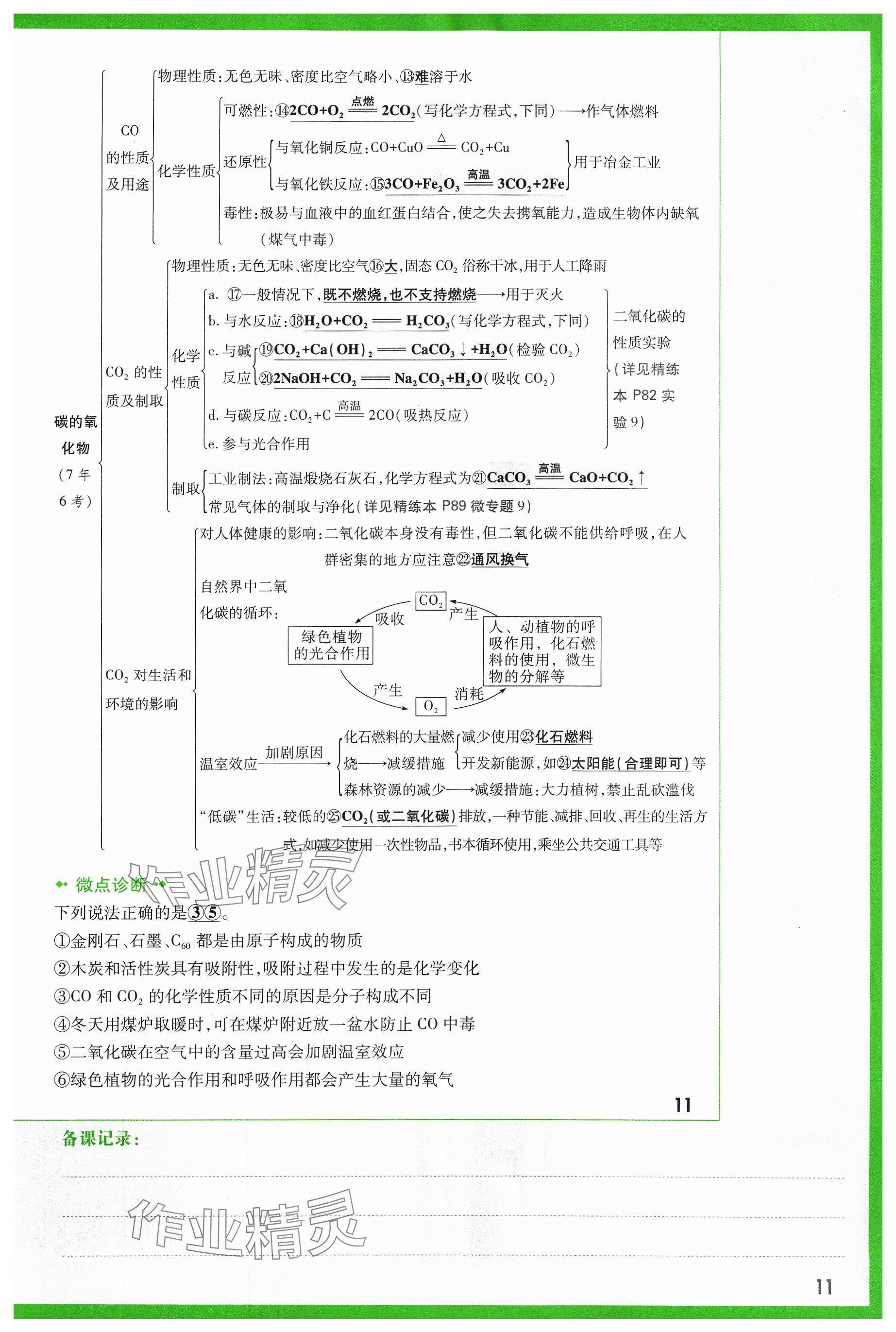 2024年万唯中考试题研究化学山西专版 参考答案第11页