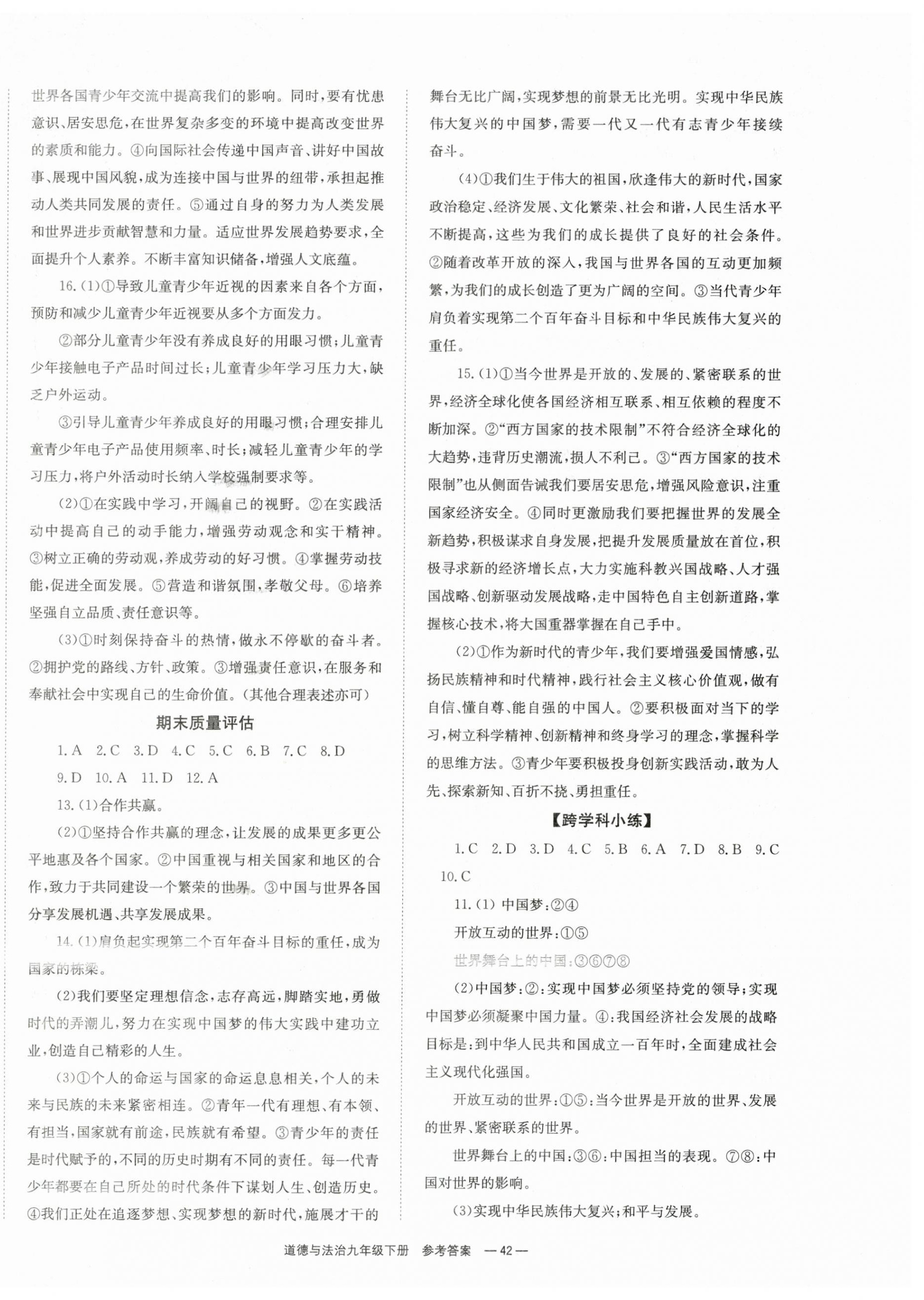 2024年全效學(xué)習(xí)學(xué)業(yè)評價方案九年級道德與法治下冊人教版 第2頁