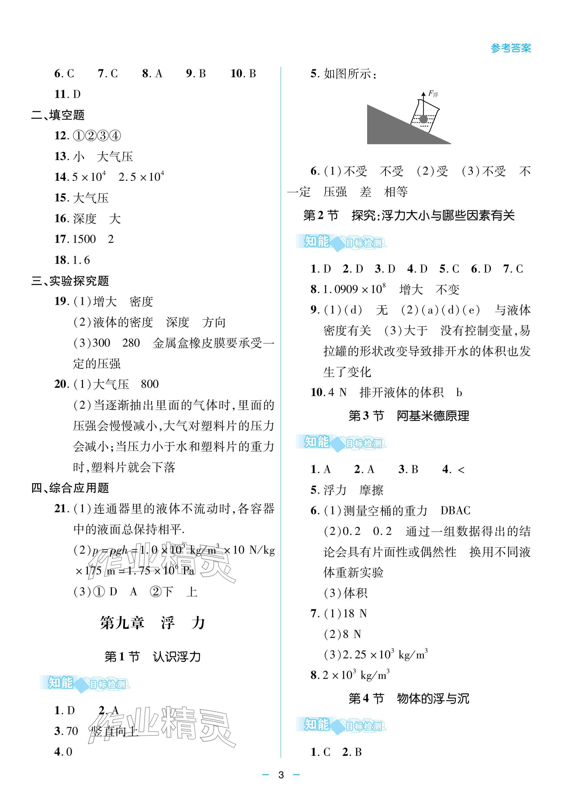 2026年新课堂同步学习与探究八年级物理下册人教版&nbsp;参考答案第3页