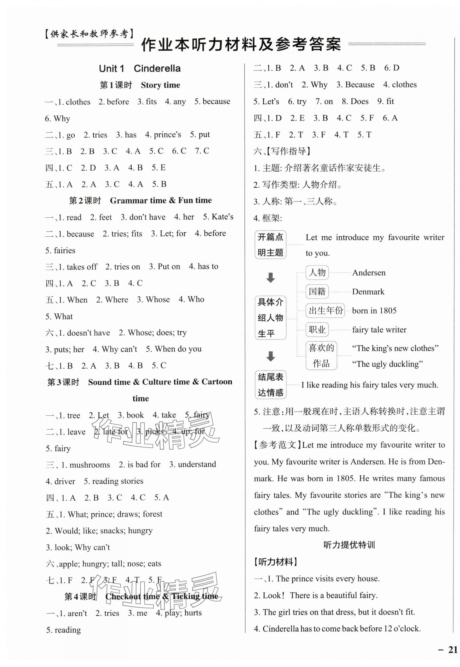2025年綠卡提優特訓五年級英語下冊譯林版江蘇專版 參考答案第1頁