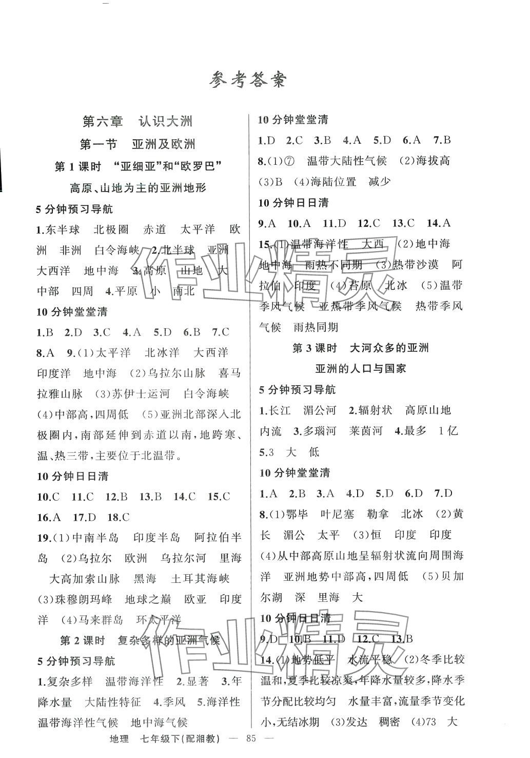 2024年四清導(dǎo)航七年級(jí)地理下冊(cè)湘教版 第1頁(yè)