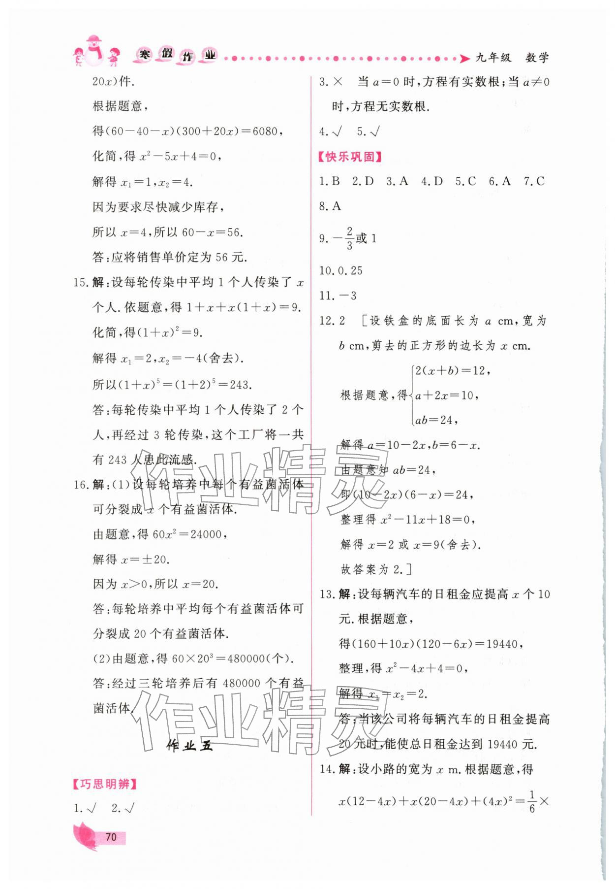 2026年新學(xué)案寒假作業(yè)九年級數(shù)學(xué)人教版&nbsp;第4頁