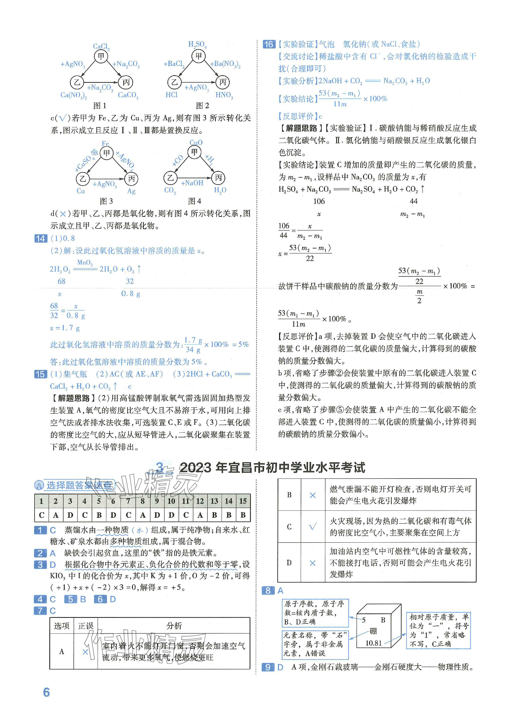 2024年金考卷45套匯編化學(xué)湖北專版 參考答案第5頁(yè)