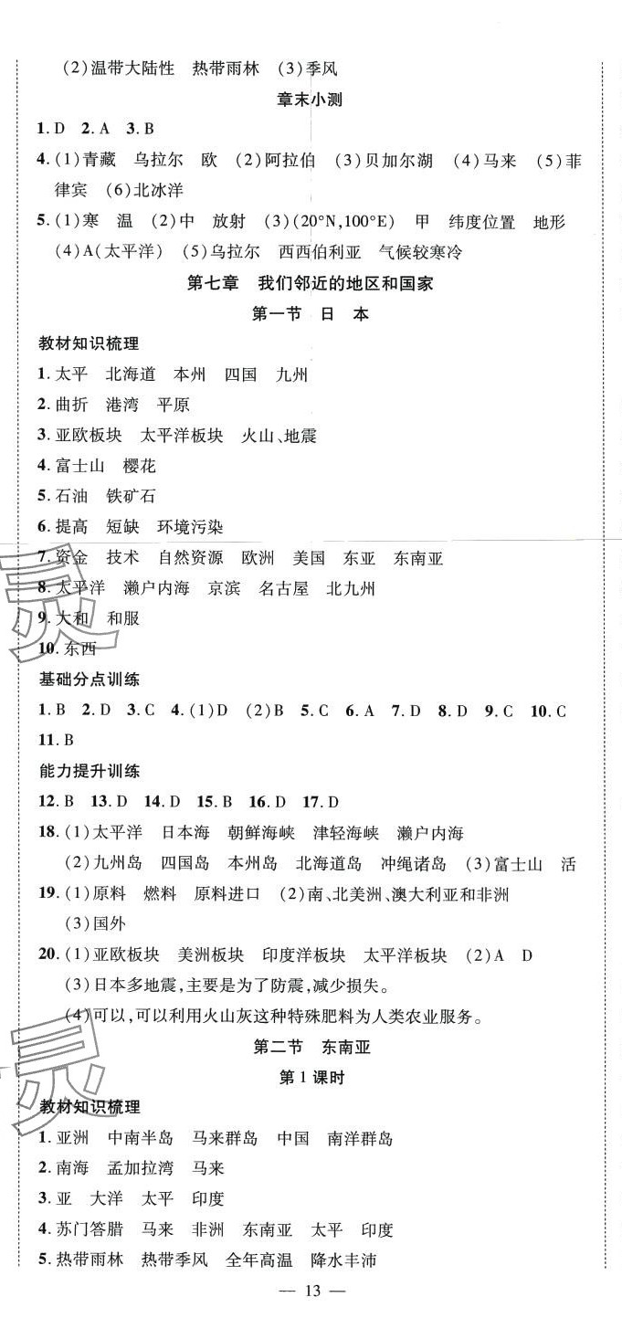 2024年我的作業(yè)七年級地理下冊人教版 第2頁