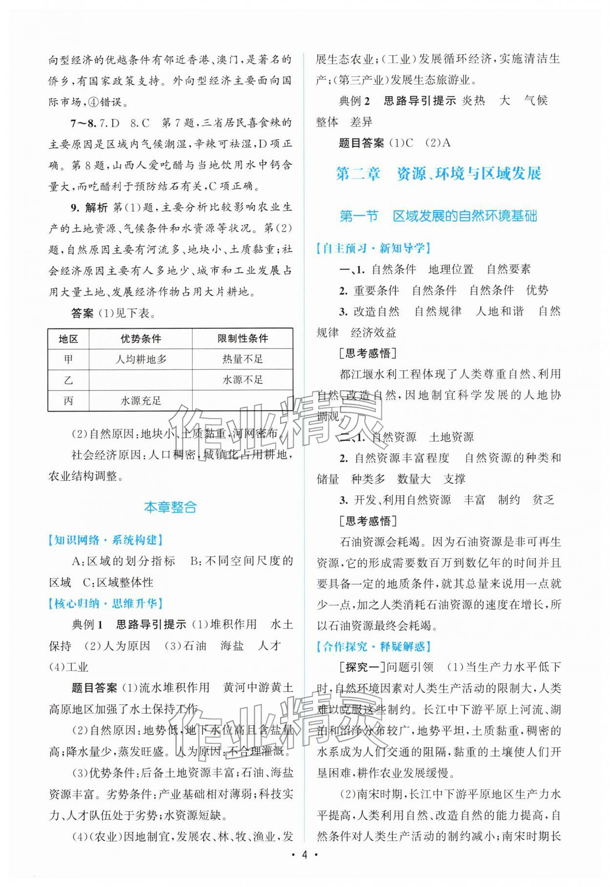 2026年高中同步测控优化设计高中地理选择性必修2人教版增强版&nbsp;参考答案第3页