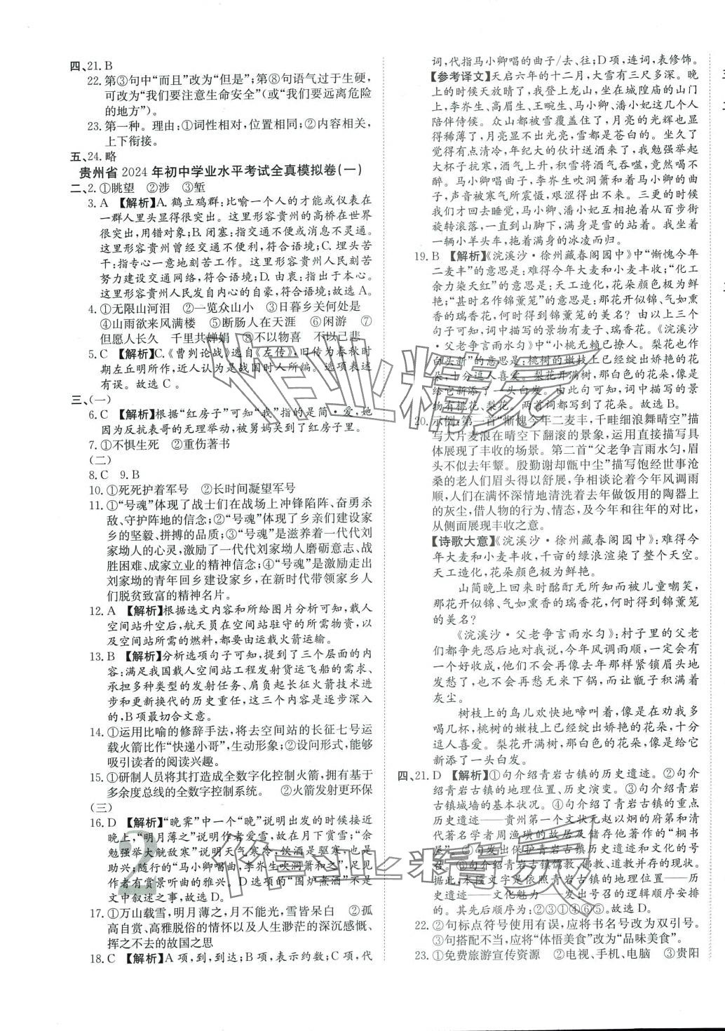 2024年中考必備云南美術(shù)出版社語文中考貴州專版 第3頁