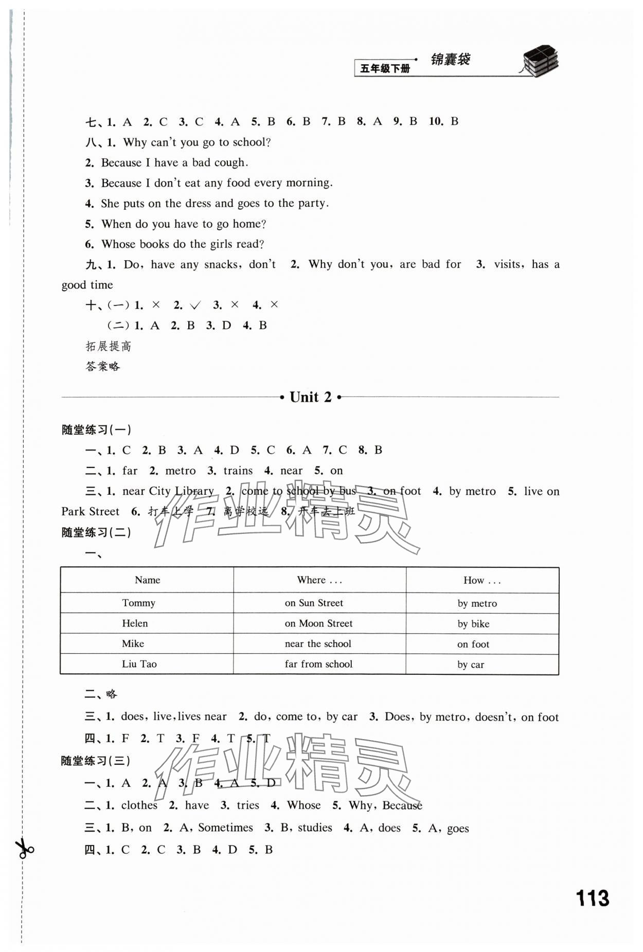 2024年同步練習(xí)江蘇五年級(jí)英語(yǔ)下冊(cè)譯林版 參考答案第2頁(yè)