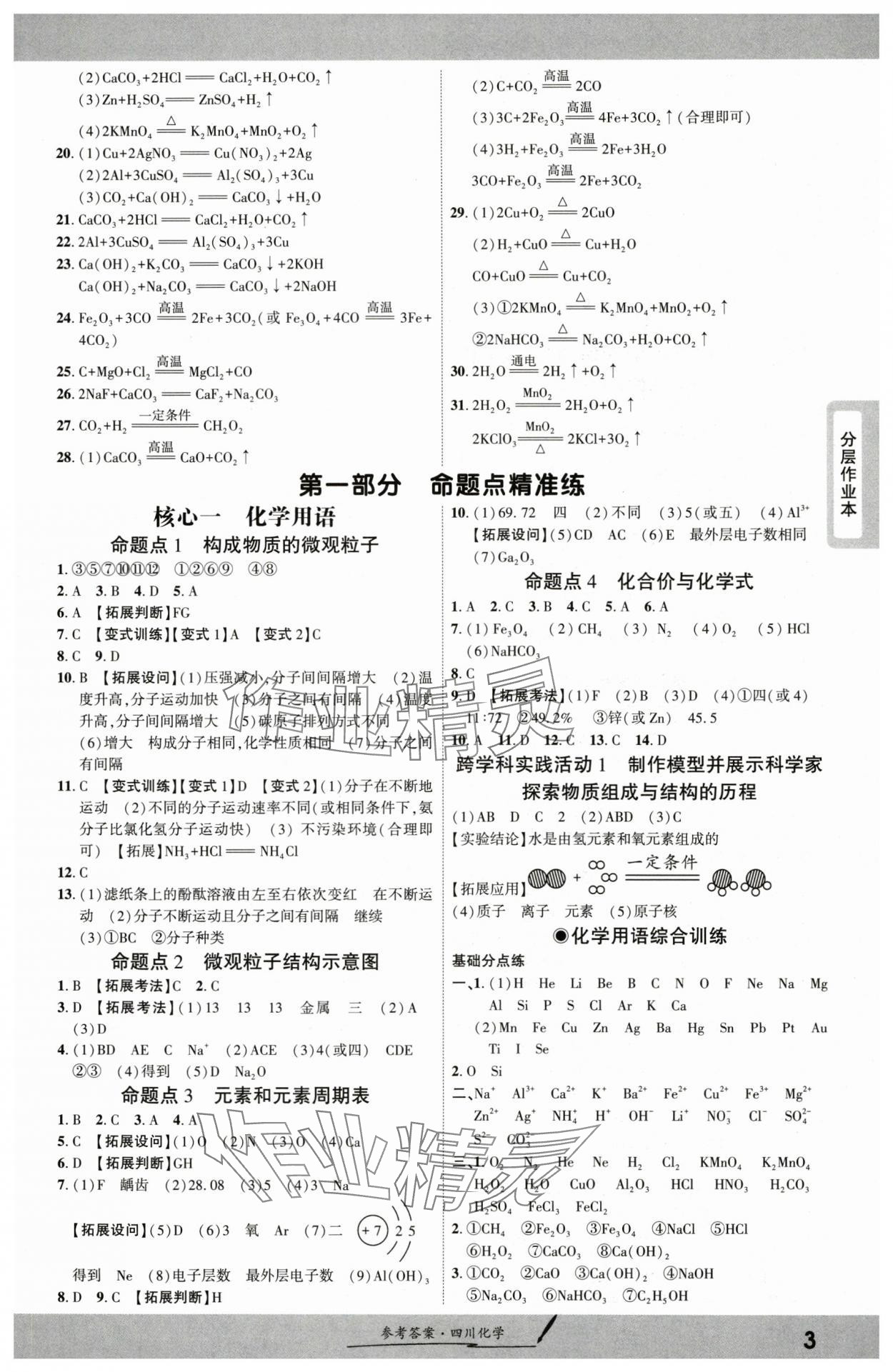2025年一战成名新中考化学四川专版 参考答案第2页