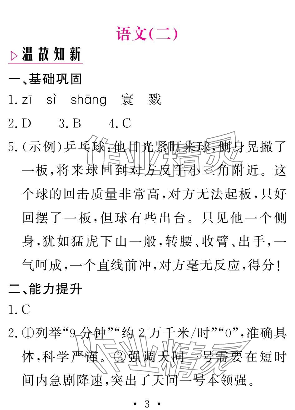 2025年天舟文化精彩寒假團(tuán)結(jié)出版社八年級(jí)語(yǔ)文 參考答案第3頁(yè)