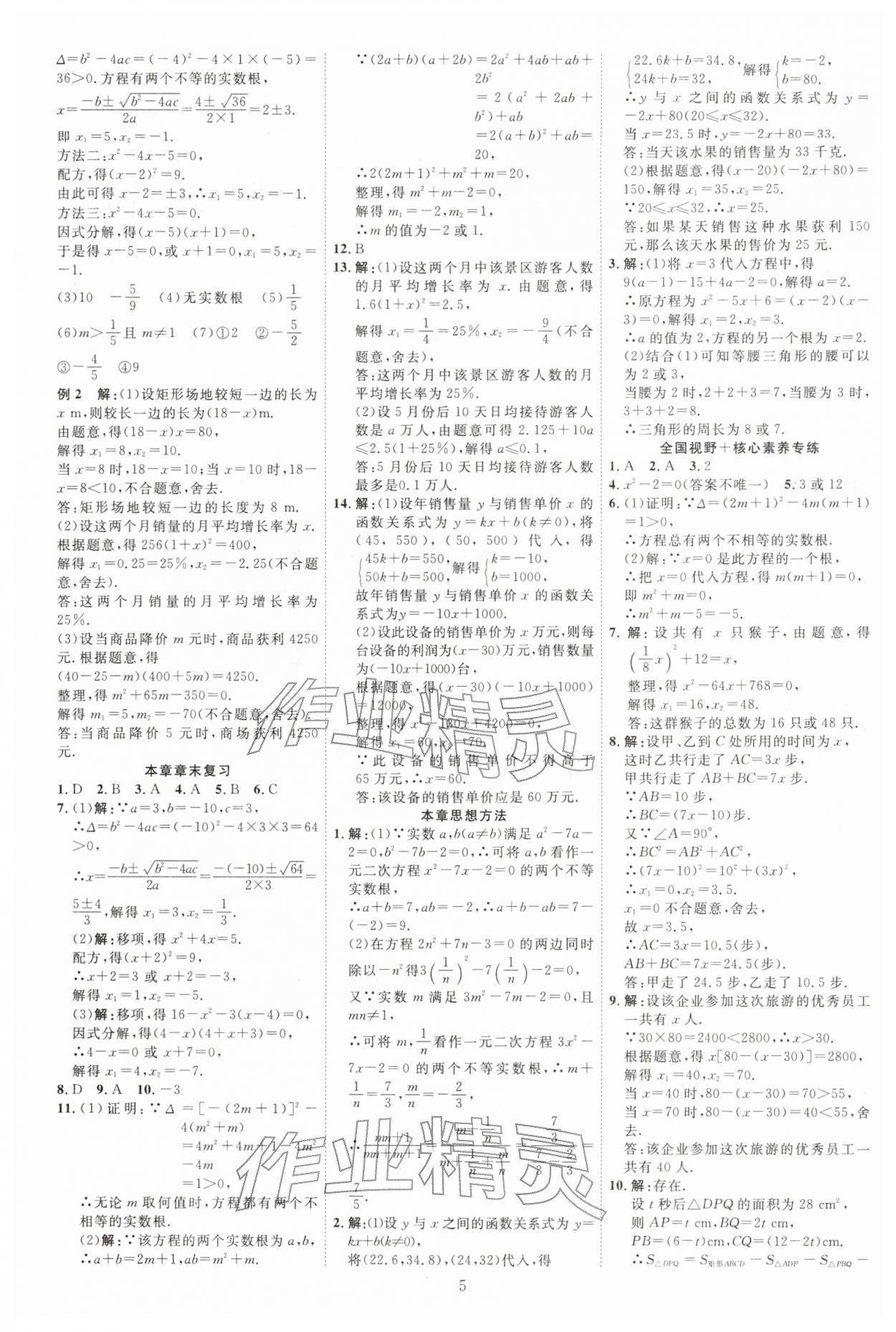 2025年暢行課堂九年級(jí)數(shù)學(xué)上冊(cè)人教版 參考答案第5頁(yè)