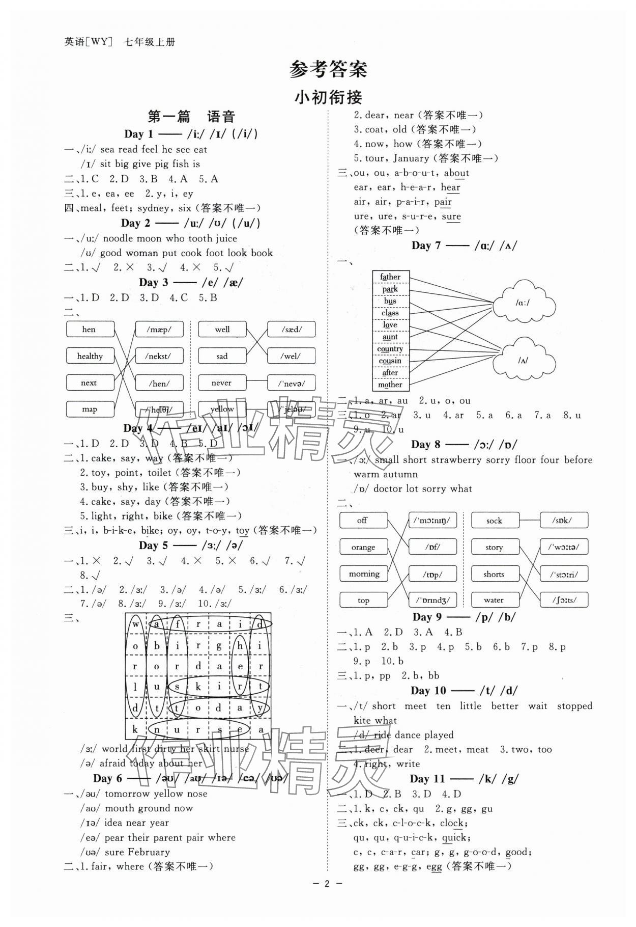 2024年全效學(xué)習(xí)課時(shí)提優(yōu)七年級(jí)英語上冊(cè)外研版 參考答案第1頁