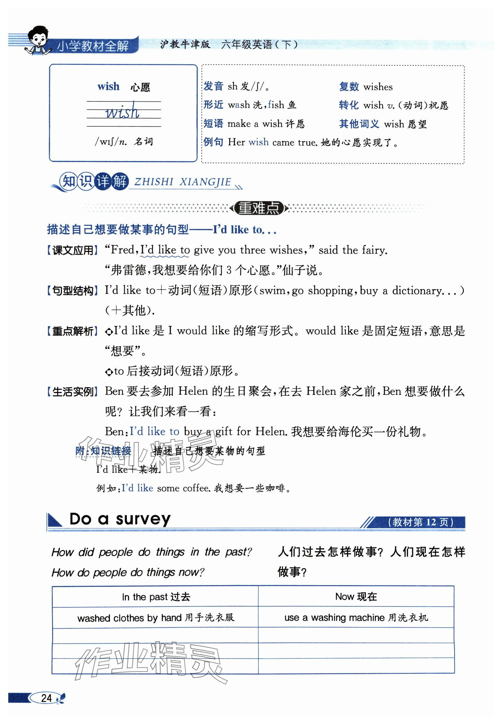 2024年教材課本六年級英語下冊滬教版 參考答案第24頁