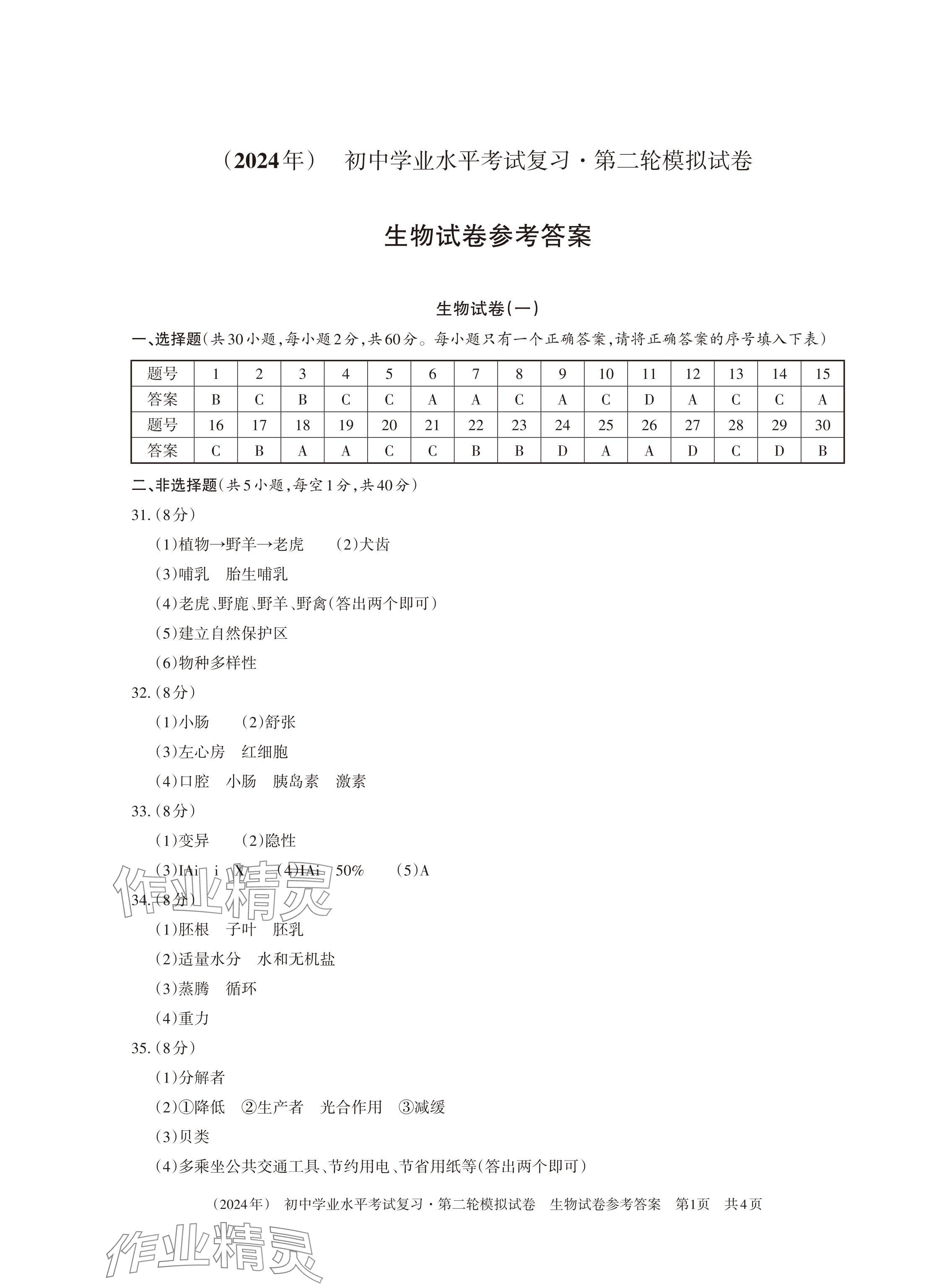 2024年初中學業水平考試復習第二輪模擬試卷生物地理 第1頁