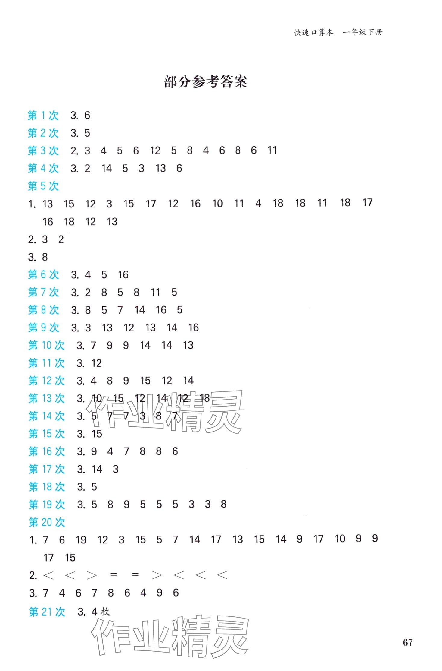 2024年快速口算本一年級(jí)數(shù)學(xué)下冊(cè)人教版 第1頁