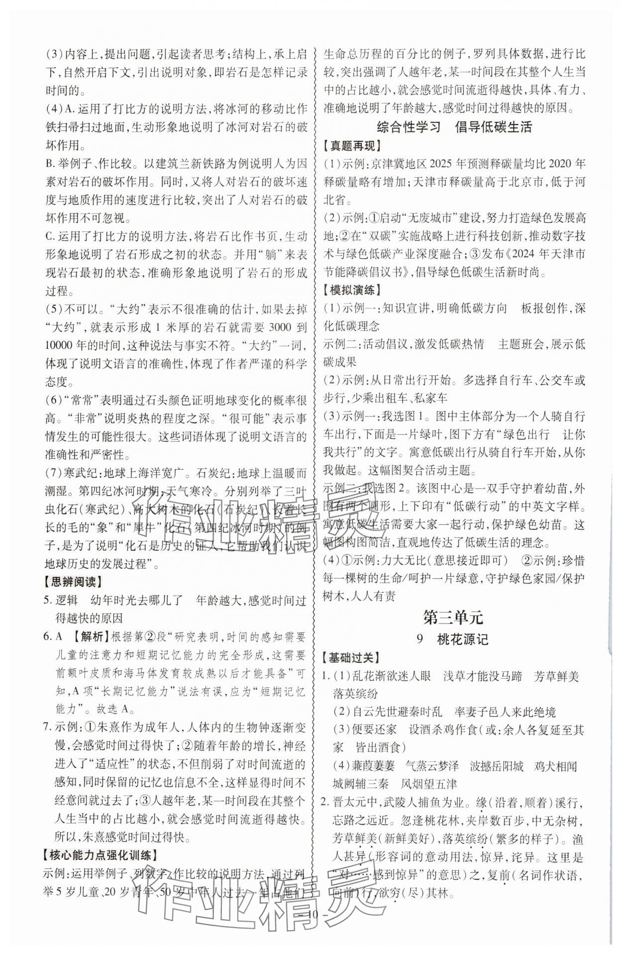 2025年同步?jīng)_刺八年級(jí)語(yǔ)文下冊(cè)人教版 參考答案第10頁(yè)