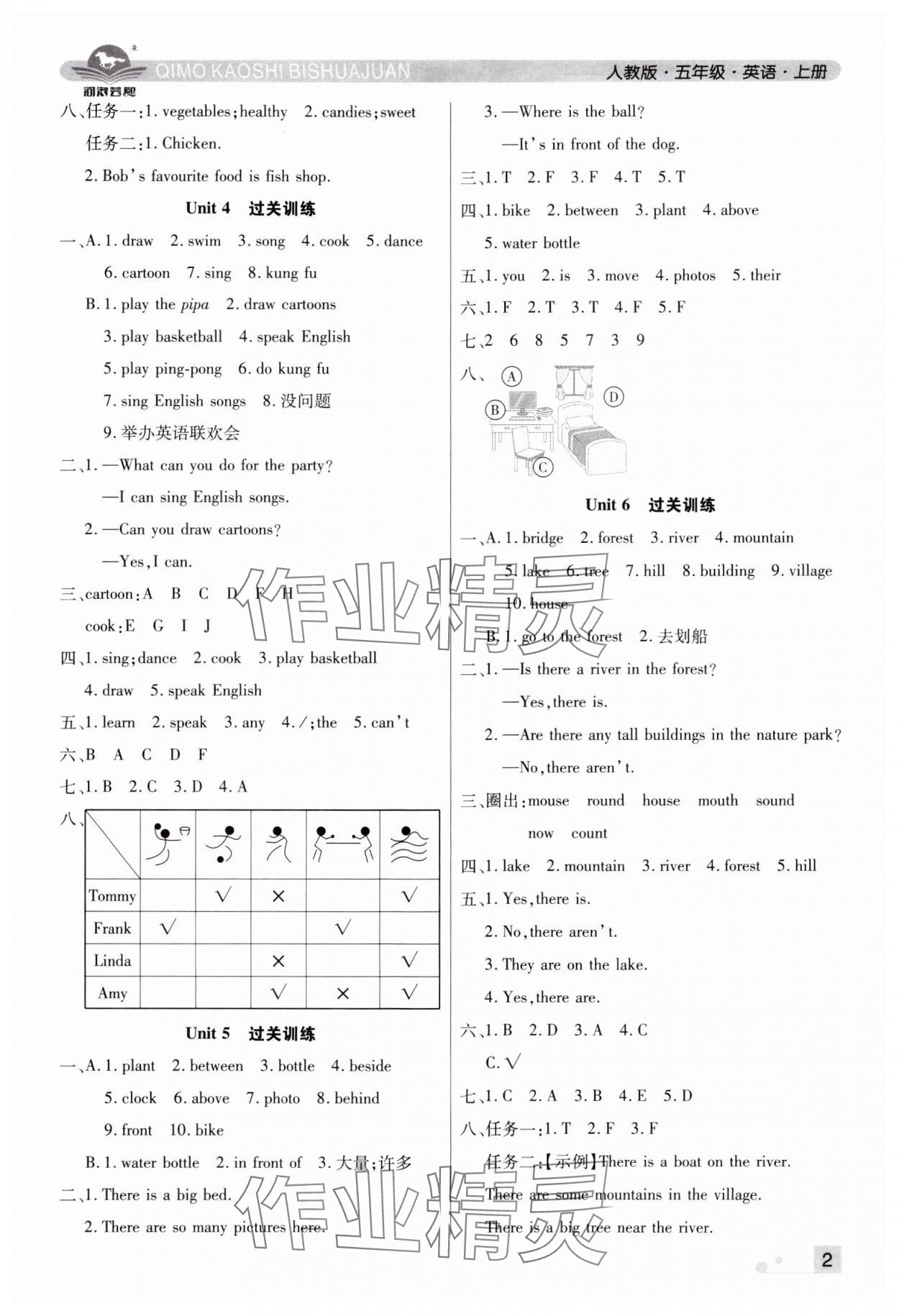 2024年期末考試必刷卷五年級(jí)英語上冊人教版鄭州專版 參考答案第2頁