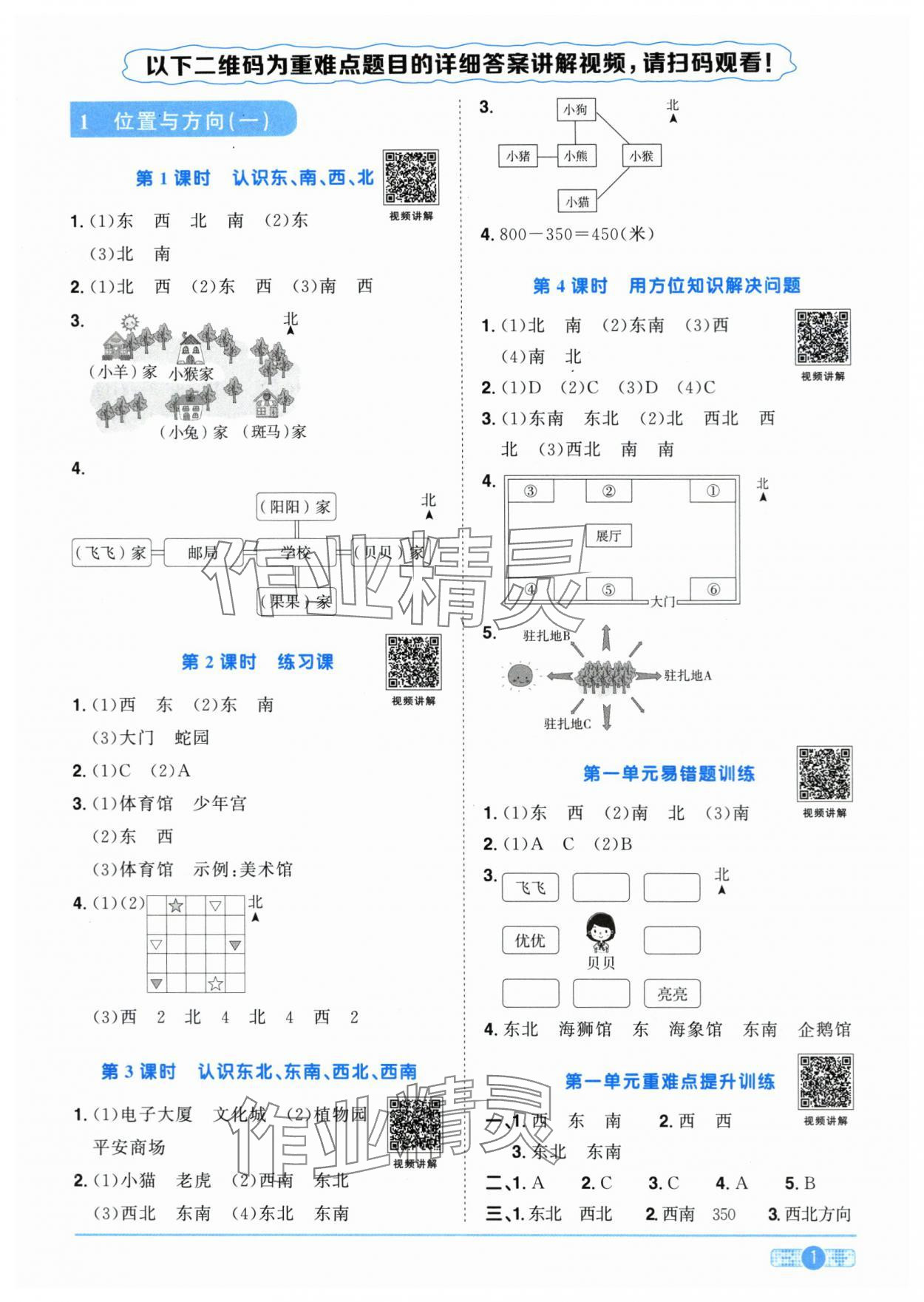 2024年阳光同学课时优化作业三年级数学下册人教版菏泽专版 第1页