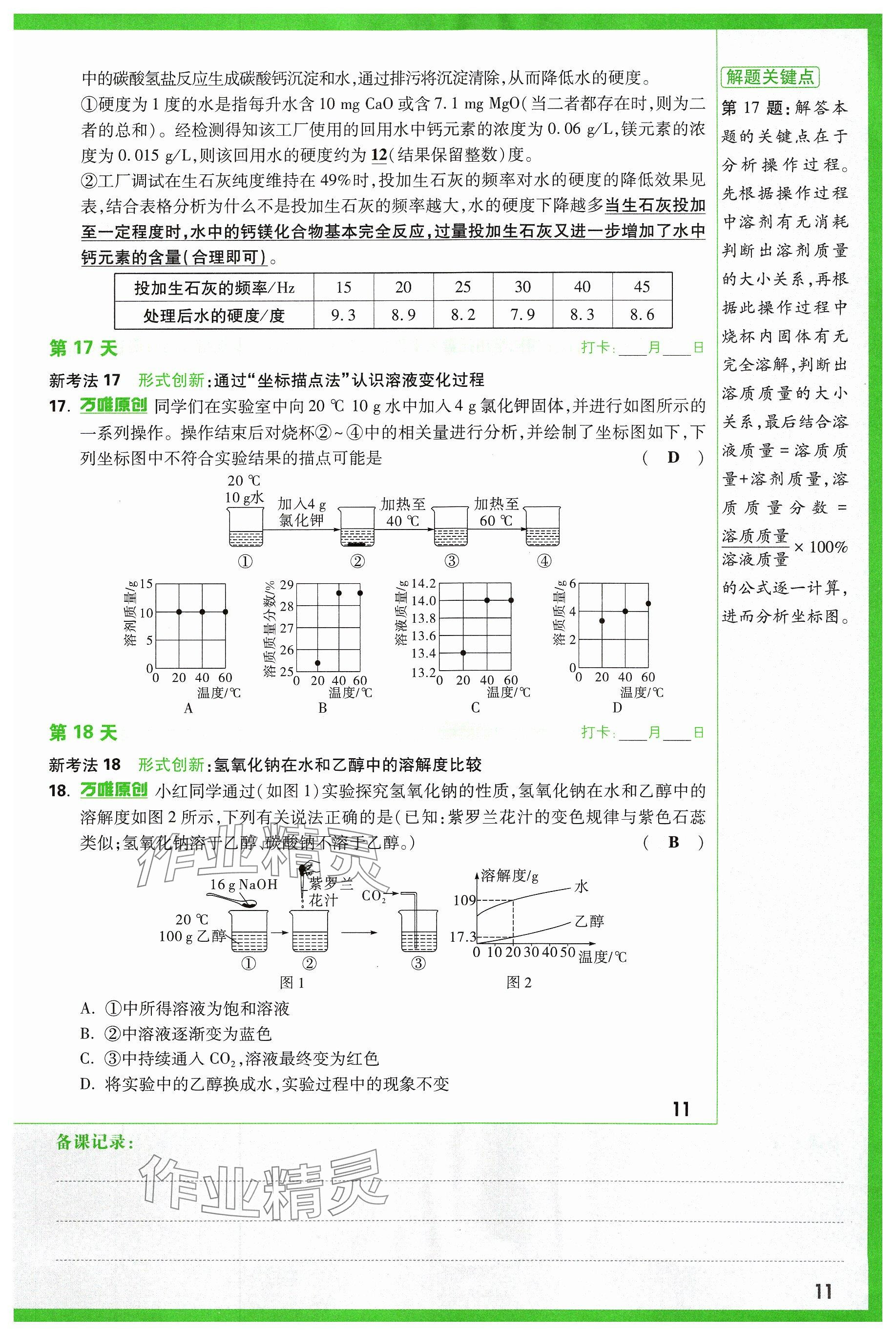 2024年万唯中考试题研究化学山西专版 参考答案第11页