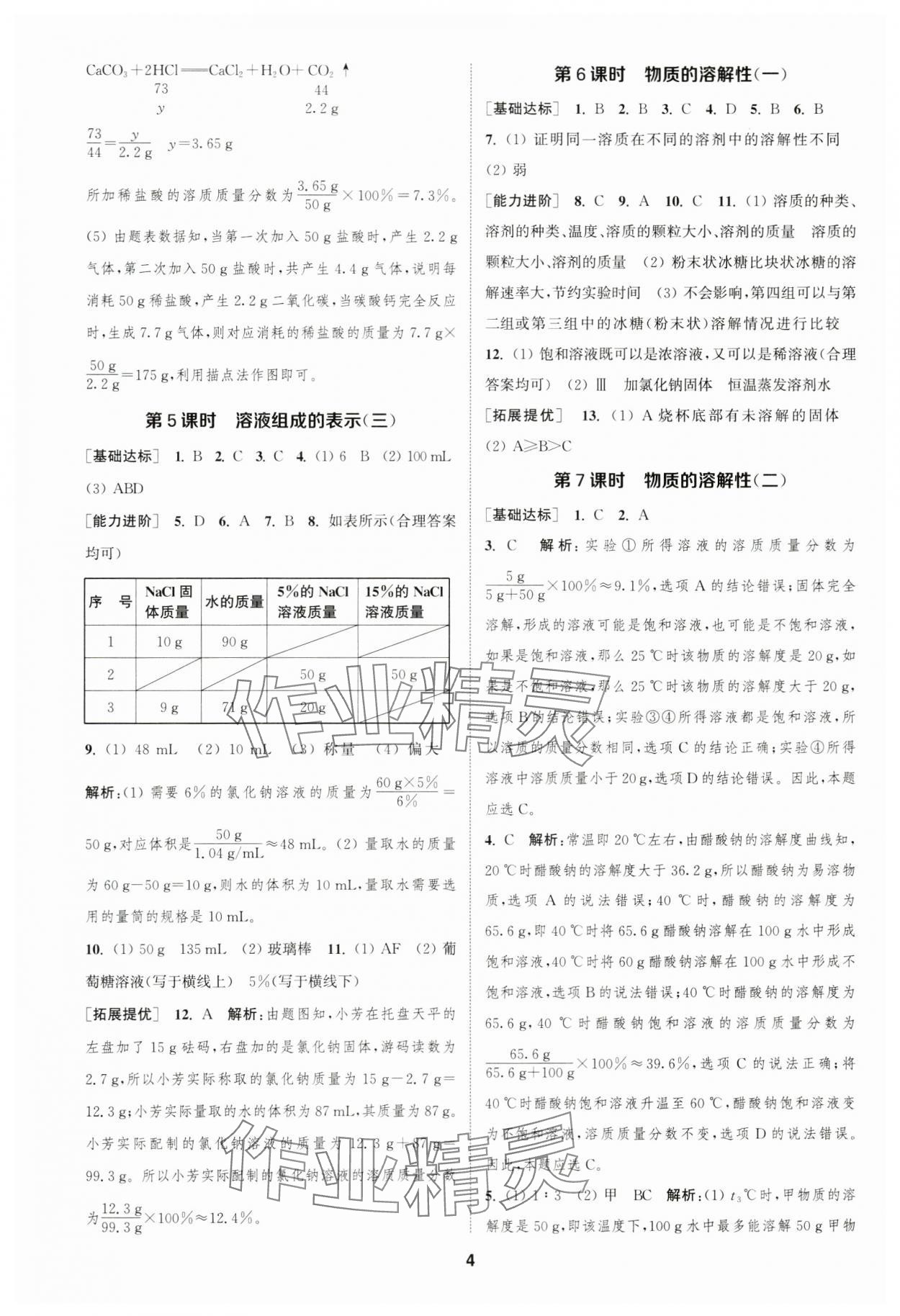 2024年金鑰匙提優(yōu)訓練課課練九年級化學下冊滬教版 參考答案第3頁