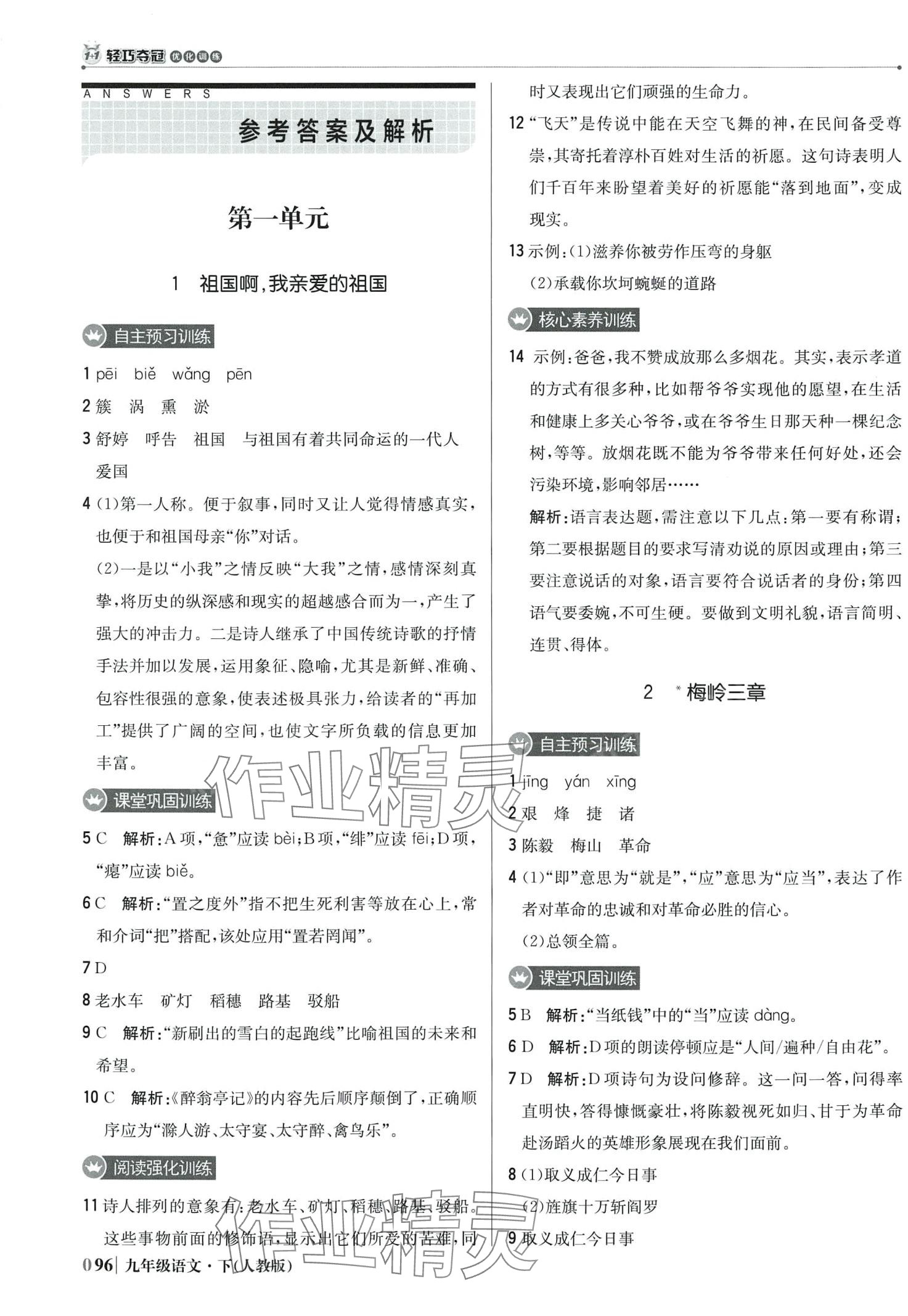 2024年1加1輕巧奪冠優(yōu)化訓(xùn)練九年級(jí)語(yǔ)文下冊(cè)人教版 第1頁(yè)