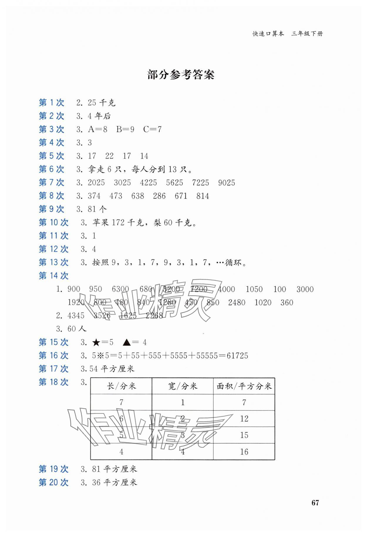 2025年快速口算本三年级数学下册西师大版 第1页