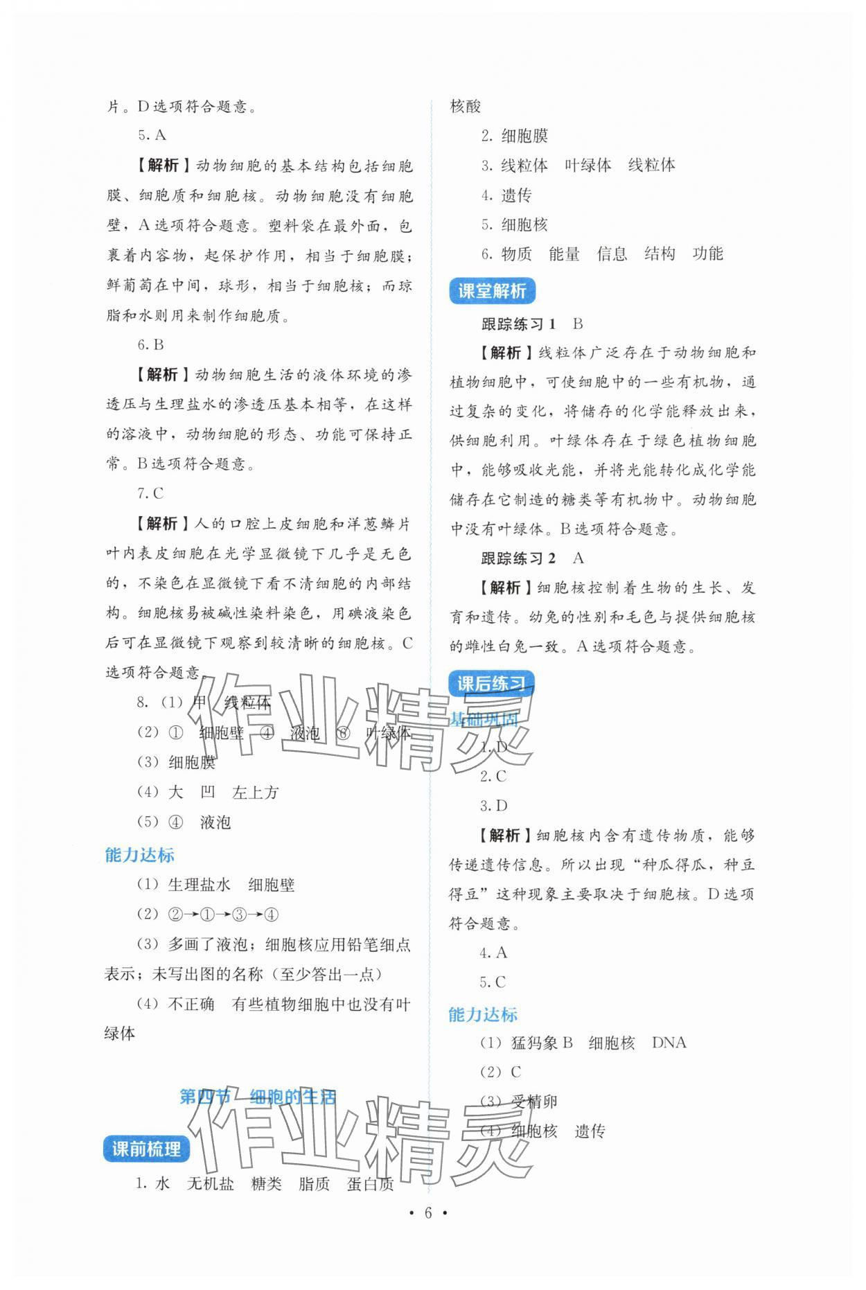 2025年人教金學典同步解析與測評七年級生物上冊人教版&nbsp;第6頁