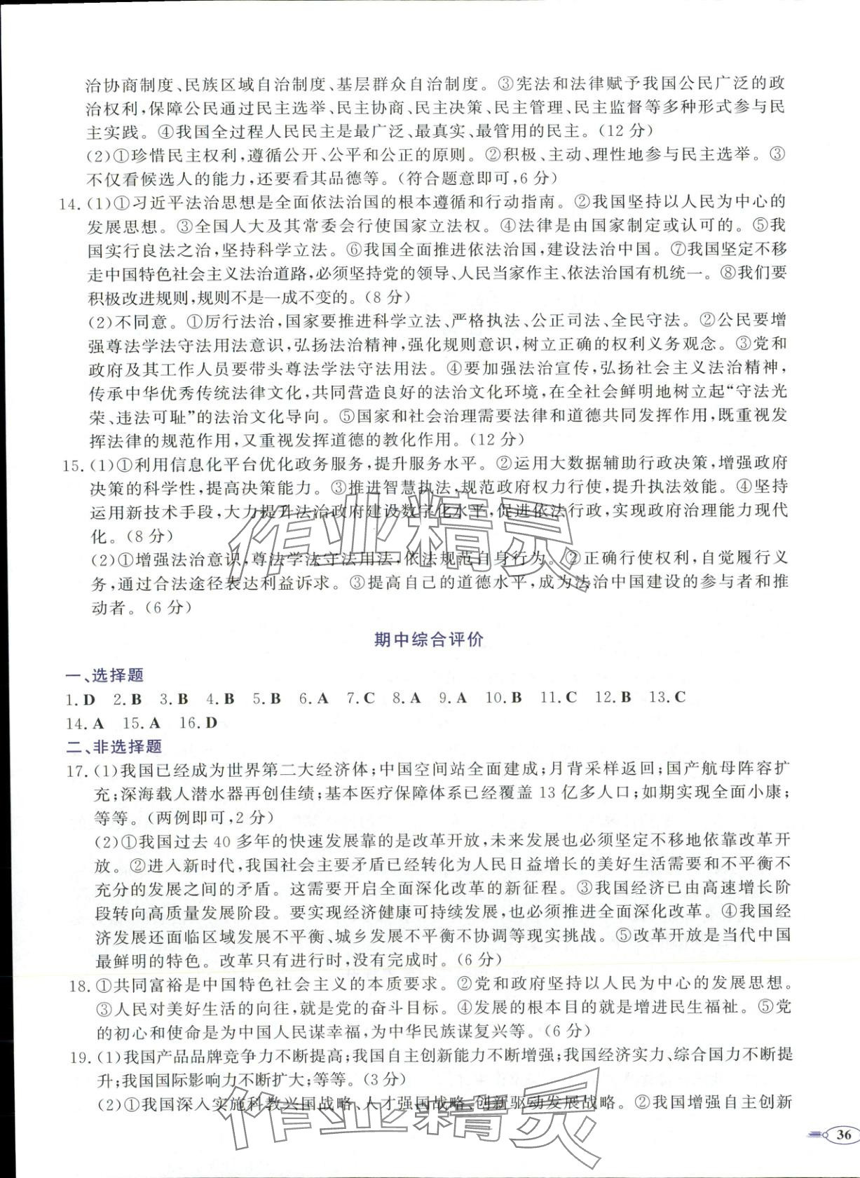 2025年同步優(yōu)學核心素養(yǎng)評價九年級道德與法治上冊人教版&nbsp;第3頁