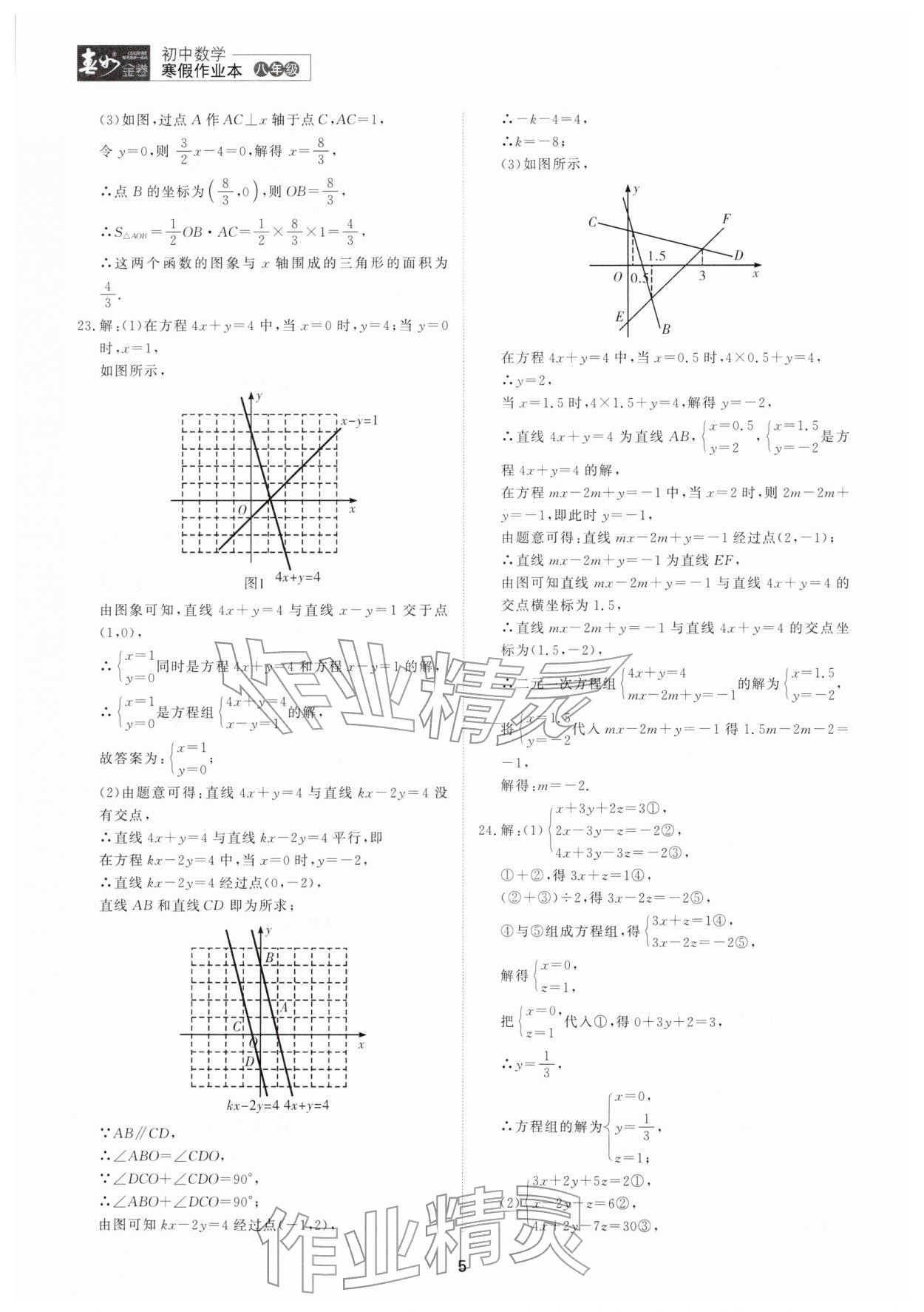 2026年春如金卷數(shù)學(xué)寒假作業(yè)本八年級(jí)&nbsp;參考答案第5頁