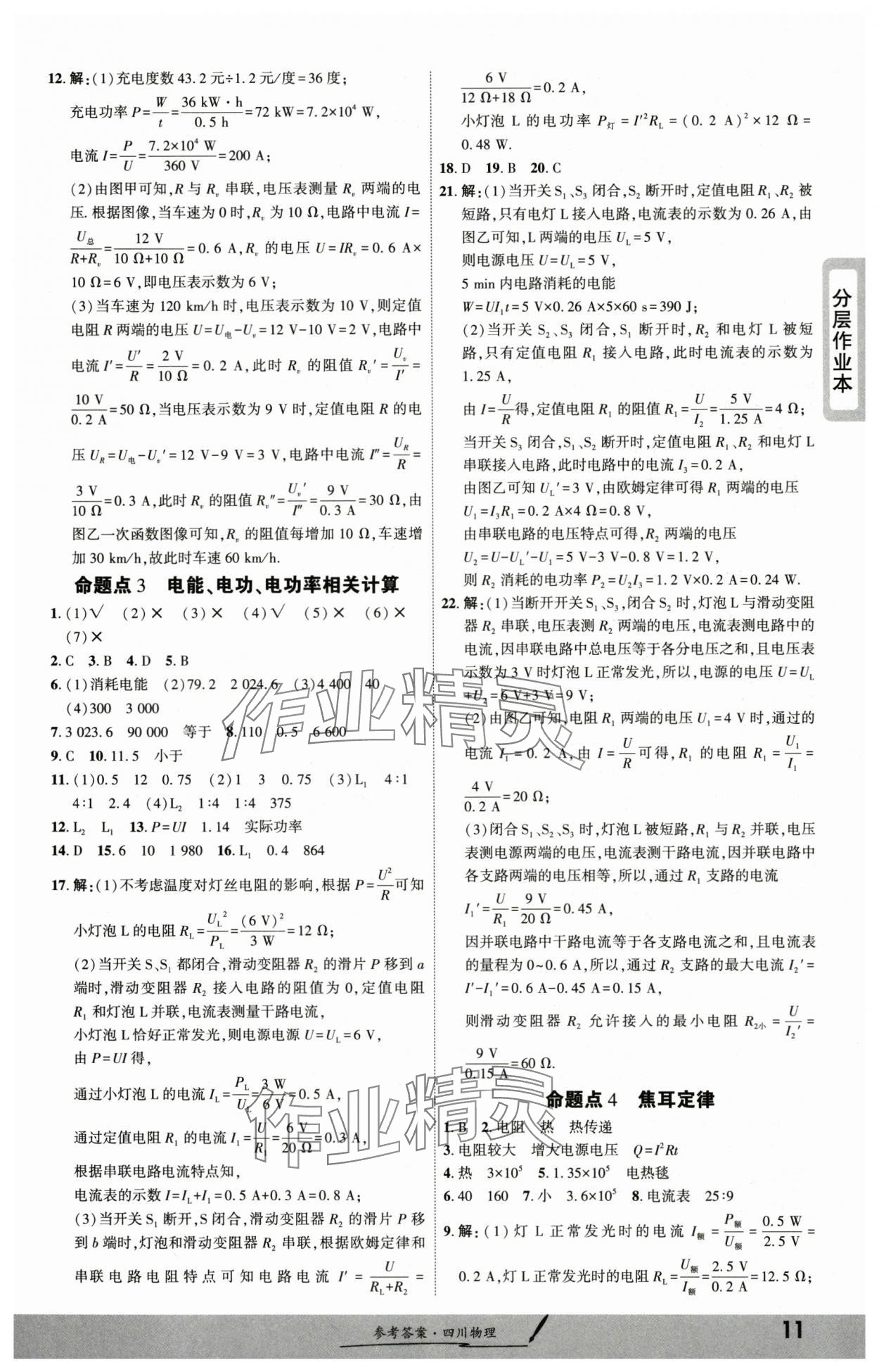 2025年一戰(zhàn)成名新中考物理中考四川專版&nbsp;參考答案第10頁